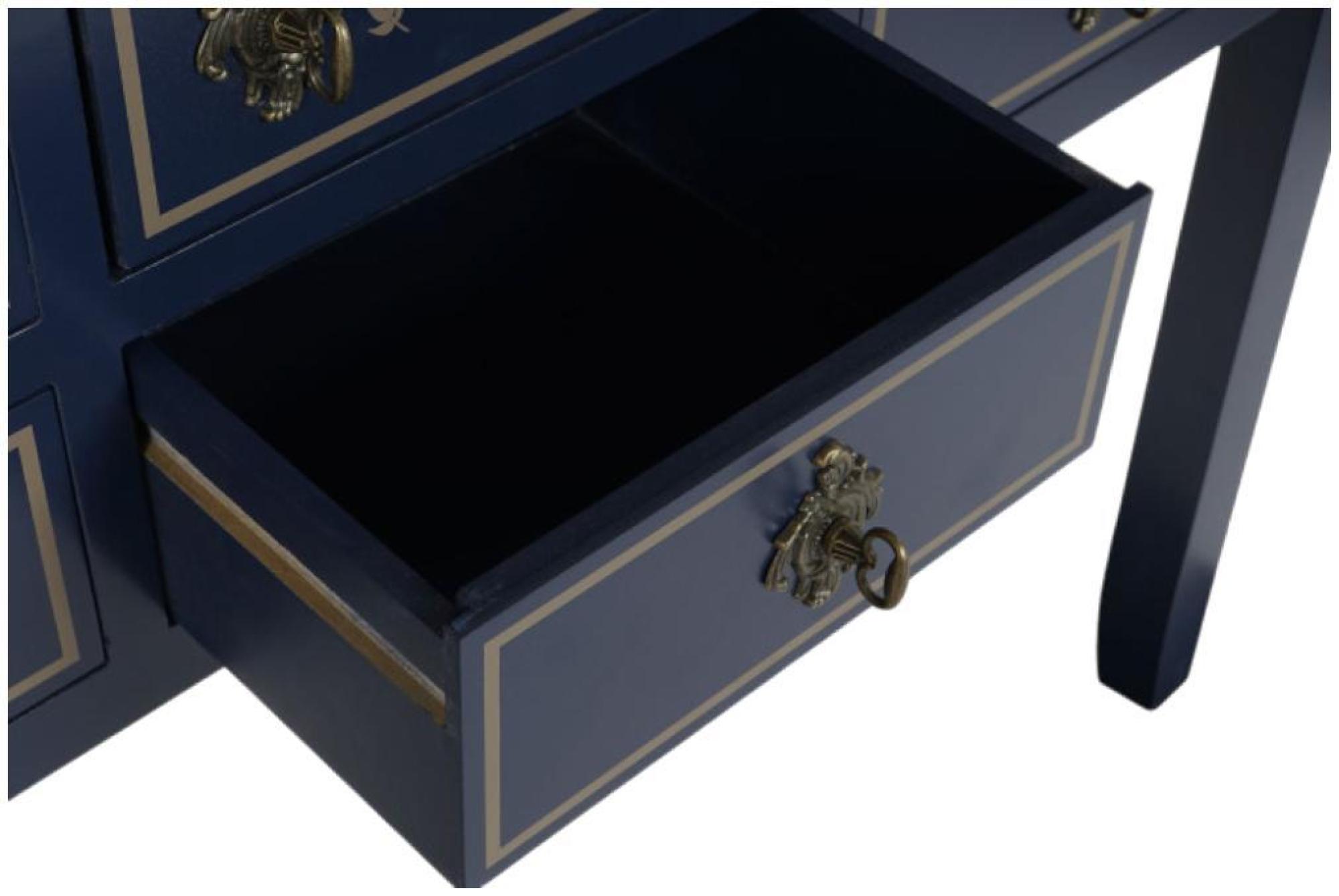 Product photograph of Mediterranean Navy Blue 6 Drawer Console Table from Choice Furniture Superstore.