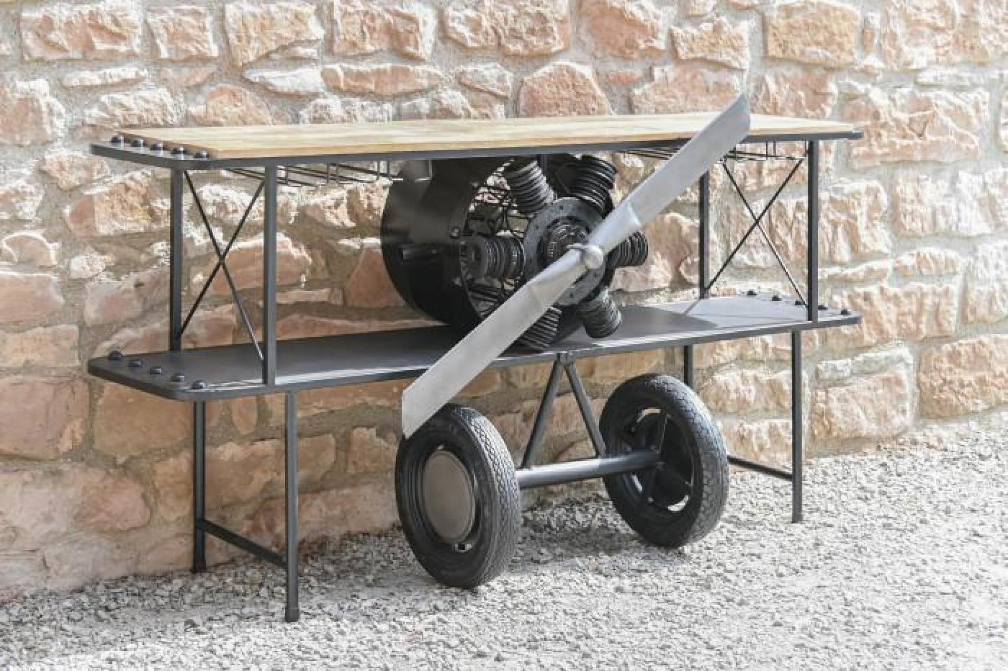 Product photograph of Loft Black Metal Airplane Console Table from Choice Furniture Superstore.