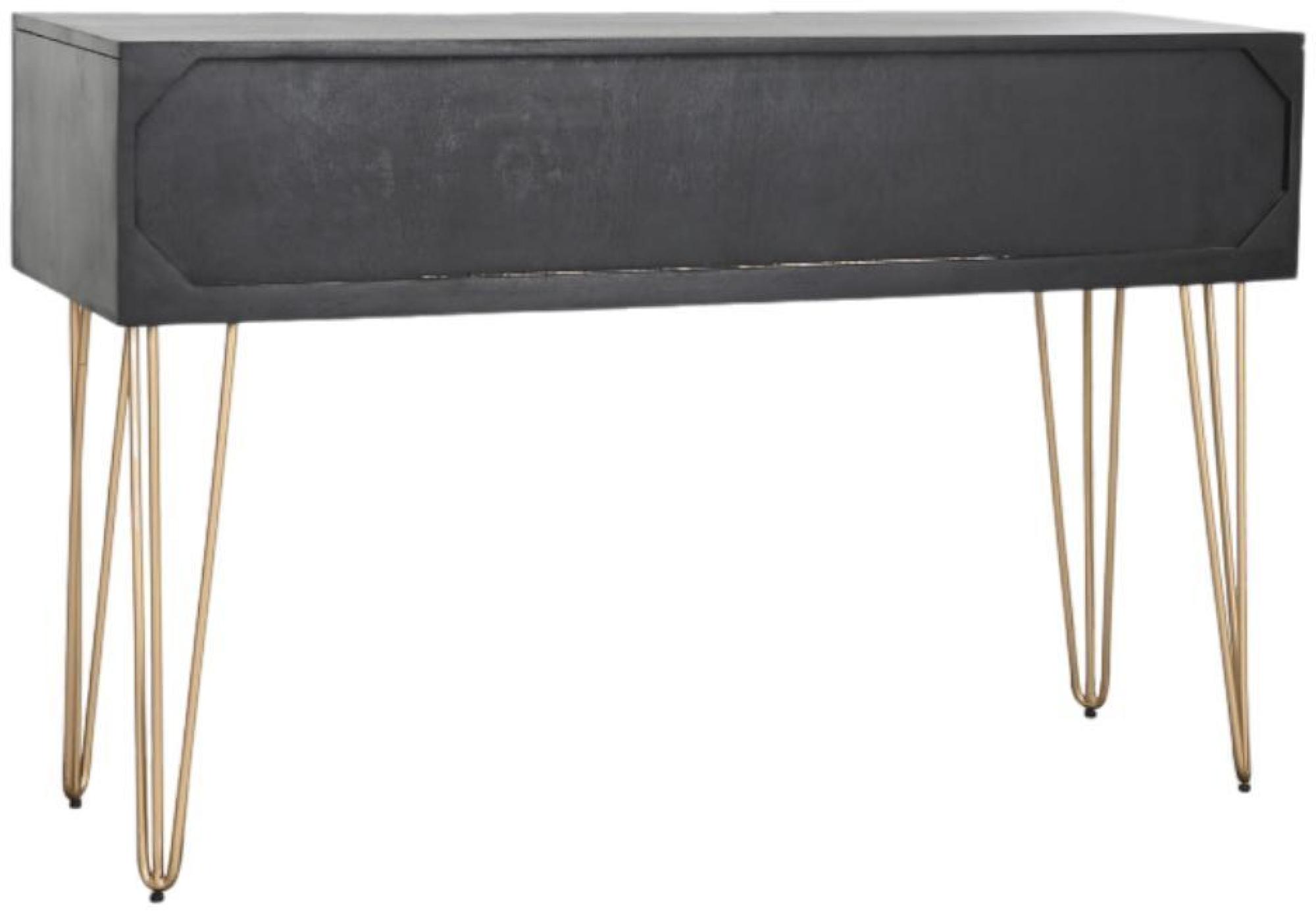 Product photograph of Detroit Black Gold Solid Mango Wood 3 Drawer Console Table from Choice Furniture Superstore.