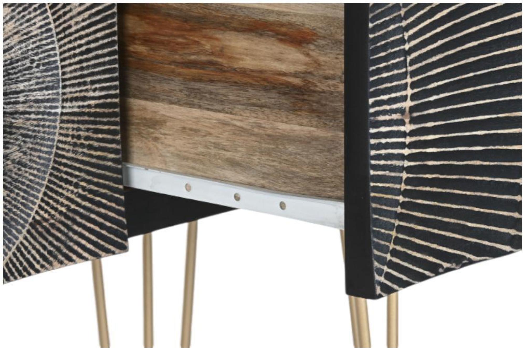 Product photograph of Detroit Black Gold Solid Mango Wood 3 Drawer Console Table from Choice Furniture Superstore.