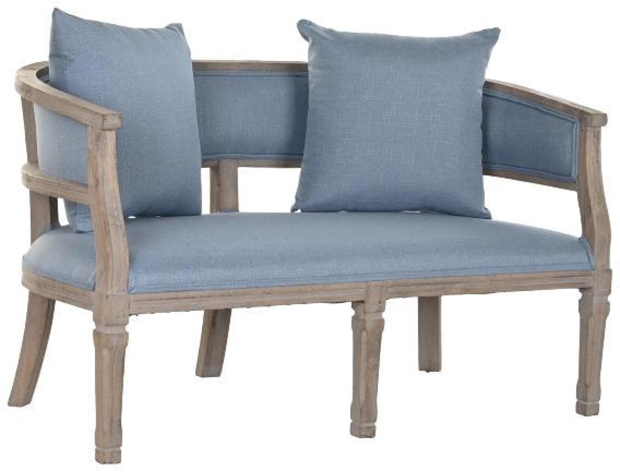 Product photograph of Wooden And Blue Fabric Bench from Choice Furniture Superstore.