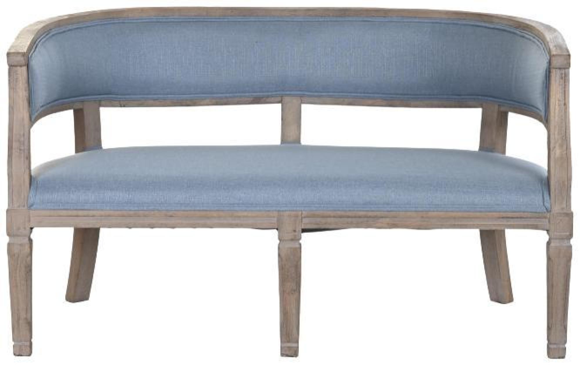 Product photograph of Wooden And Blue Fabric Bench from Choice Furniture Superstore.