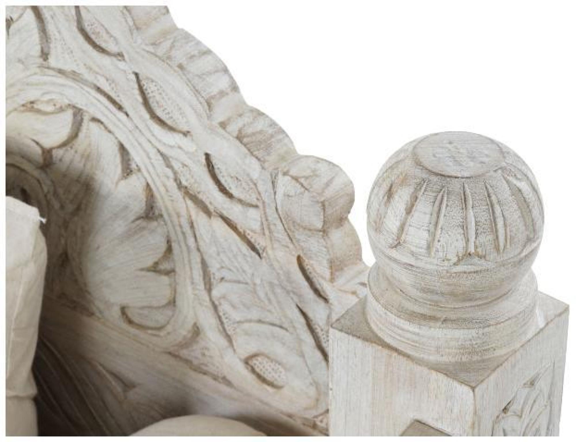 Product photograph of Carved White Mango Wood With Beige Fabric Sofa from Choice Furniture Superstore.