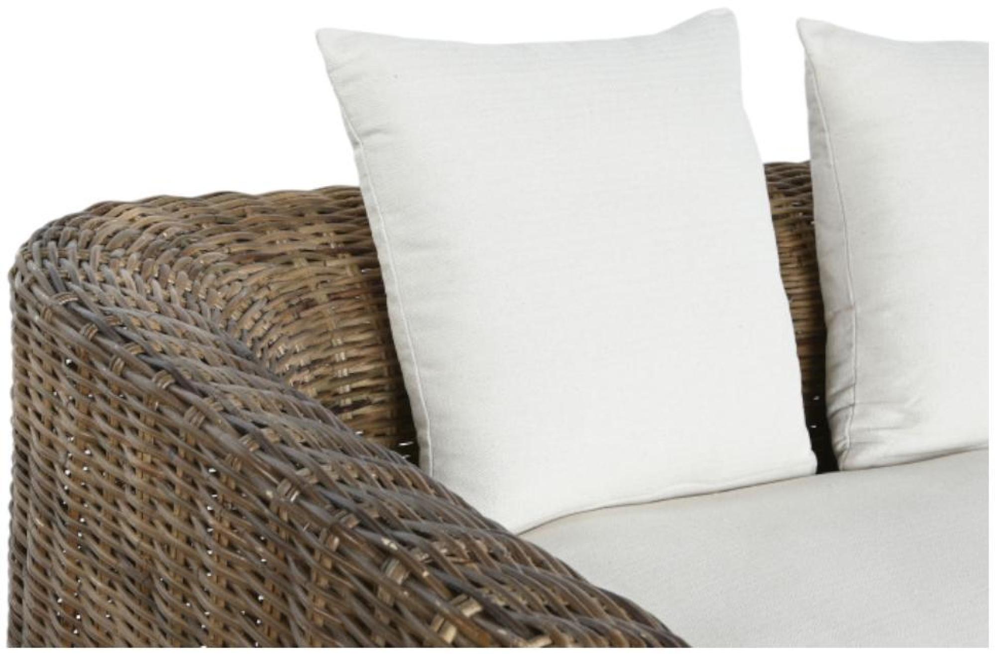 Product photograph of White Rattan And Fabric 3 Seater Sofa from Choice Furniture Superstore.