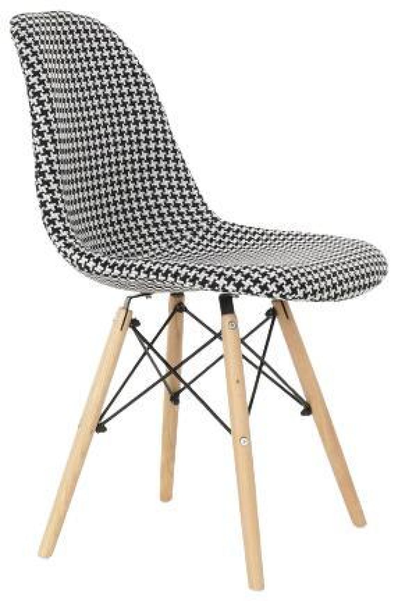 Product photograph of 4 X Scandi Black And White Fabric Dining Chair With Slim Wooden Legs from Choice Furniture Superstore.