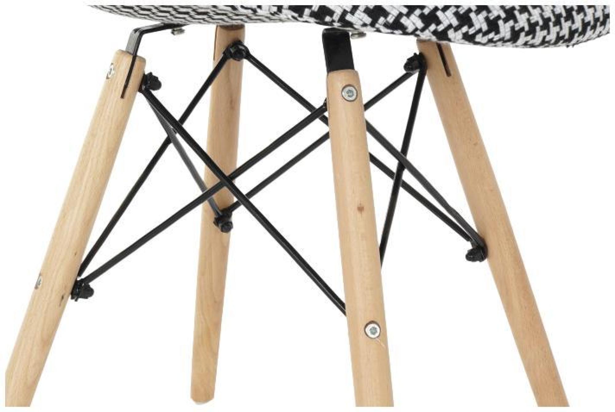 Product photograph of 4 X Scandi Black And White Fabric Dining Chair With Slim Wooden Legs from Choice Furniture Superstore.