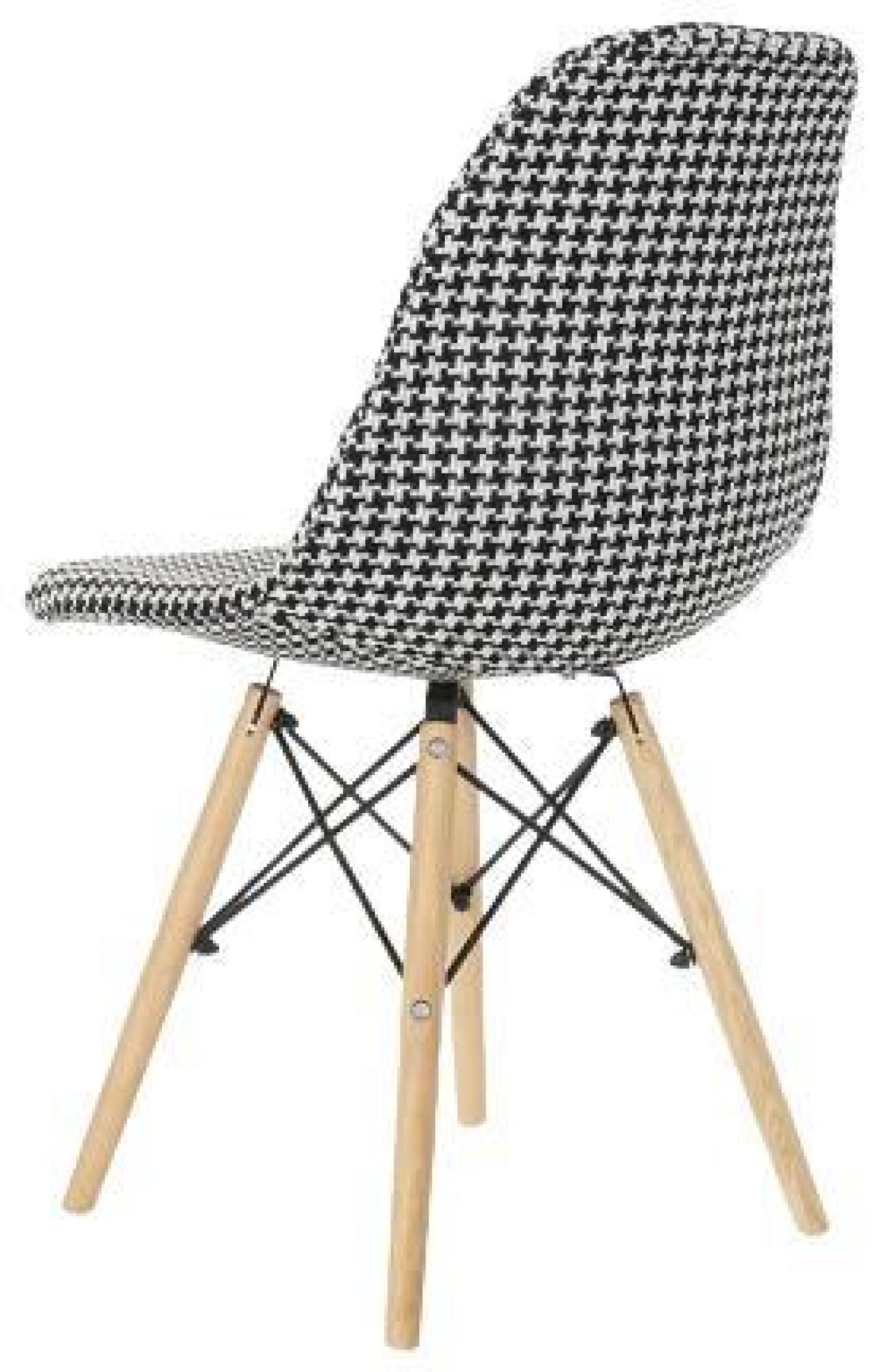 Product photograph of 4 X Scandi Black And White Fabric Dining Chair With Slim Wooden Legs from Choice Furniture Superstore.