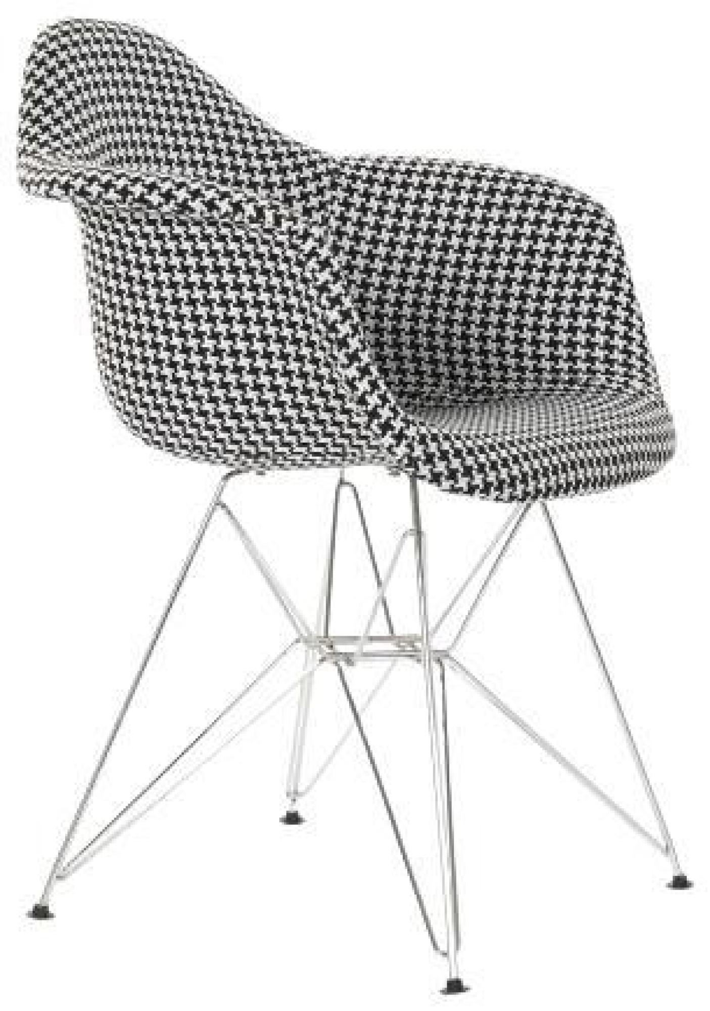 Product photograph of 4 X Scandi Black And White Fabric Dining Armchair With Chrome Legs from Choice Furniture Superstore.