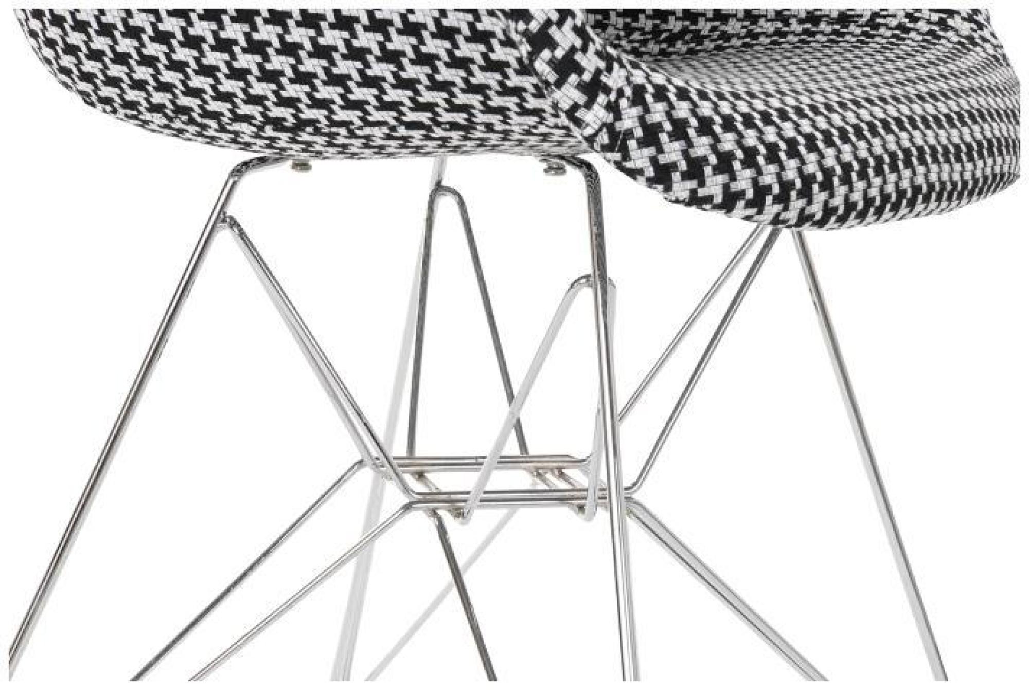 Product photograph of 4 X Scandi Black And White Fabric Dining Armchair With Chrome Legs from Choice Furniture Superstore.