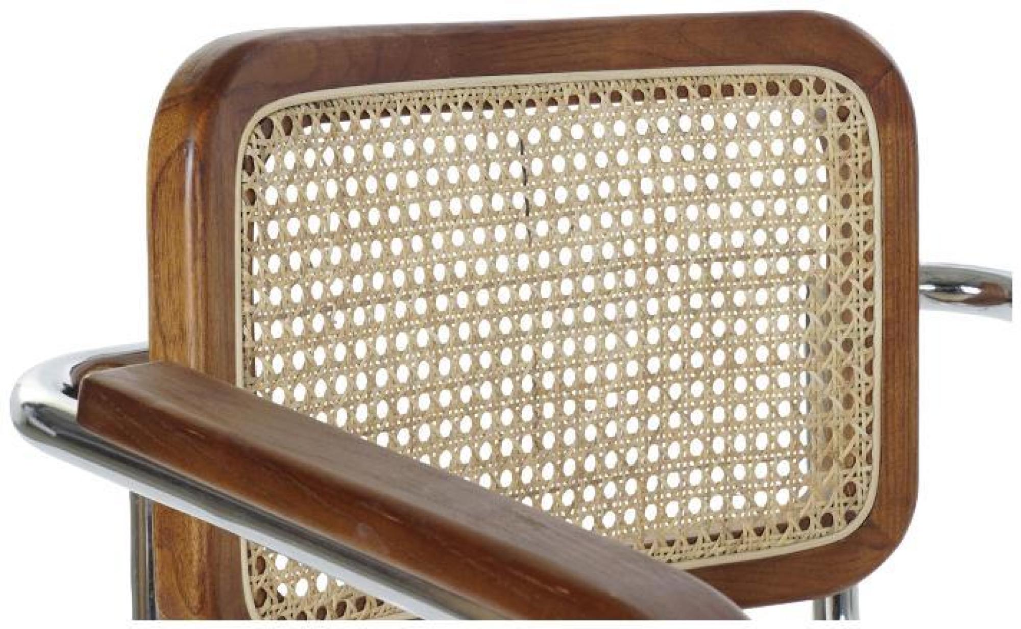 Product photograph of Set Of 4 Loft Dark Brown Elm Wood And Rattan Cantilever Dining Armchair from Choice Furniture Superstore.