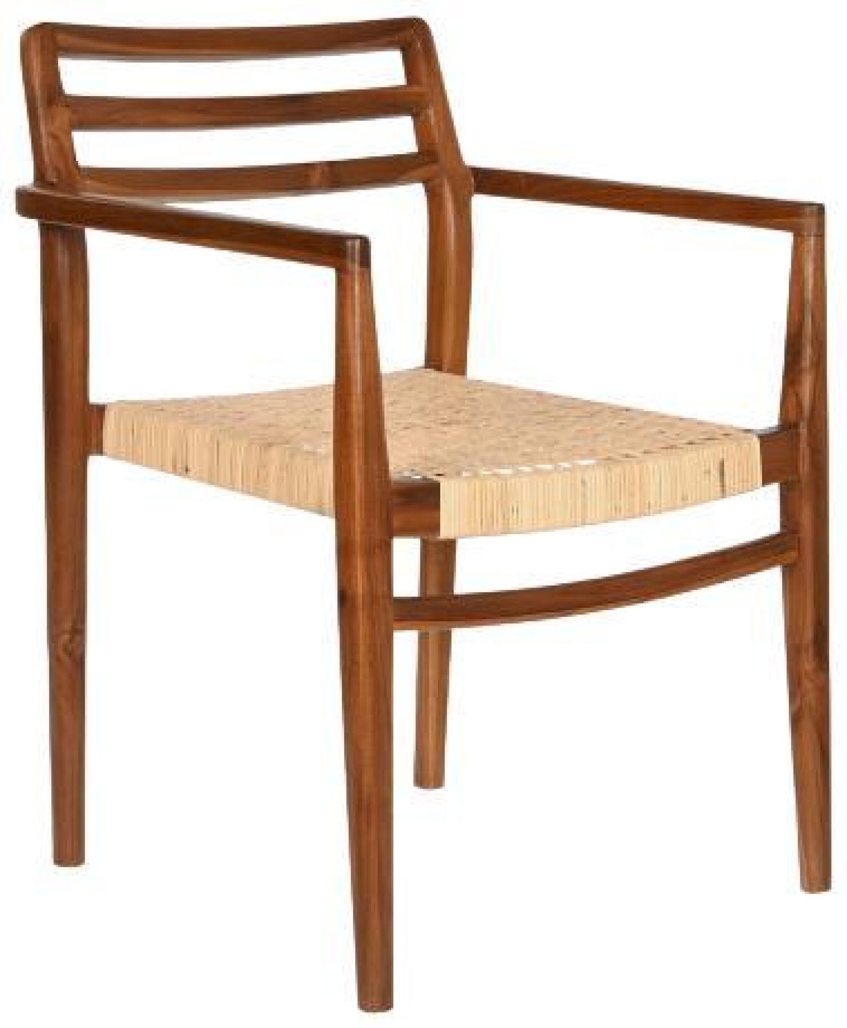 Product photograph of Brown Teak Wood And Rattan Armchair from Choice Furniture Superstore.