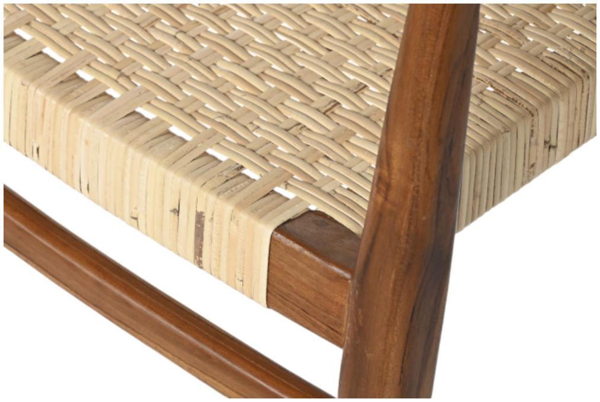 Product photograph of Brown Teak Wood And Rattan Armchair from Choice Furniture Superstore.