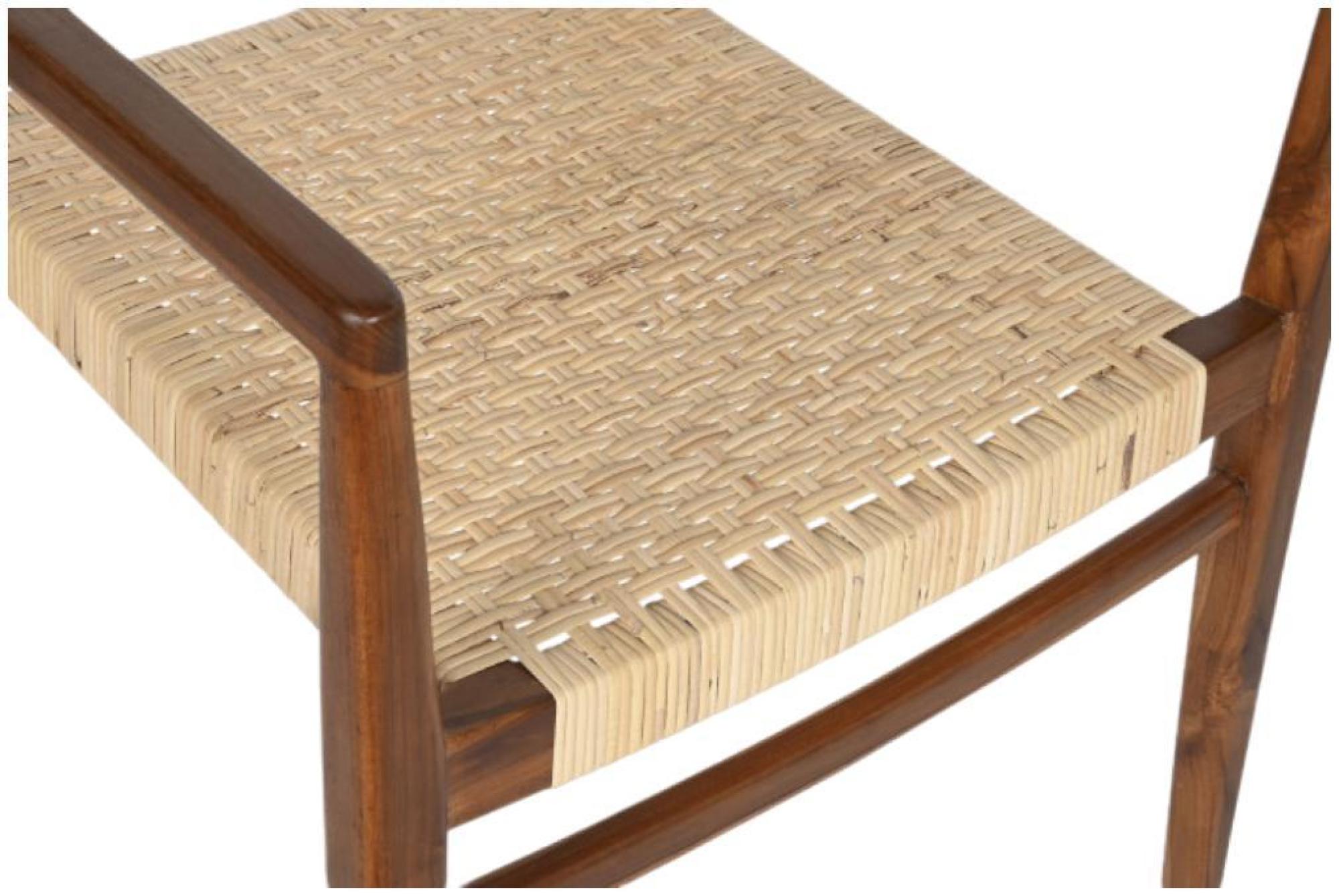 Product photograph of Brown Teak Wood And Rattan Armchair from Choice Furniture Superstore.