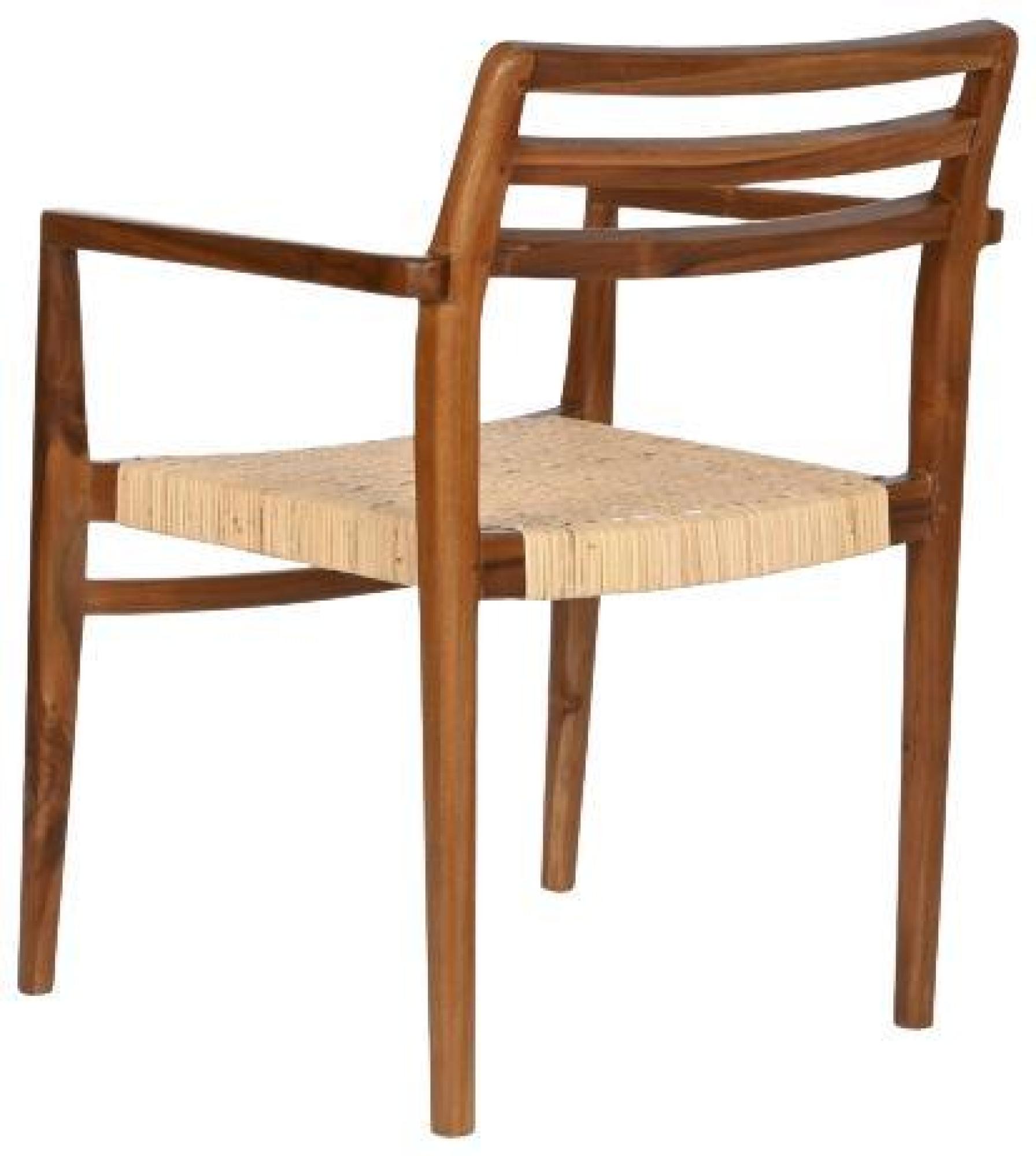 Product photograph of Brown Teak Wood And Rattan Armchair from Choice Furniture Superstore.