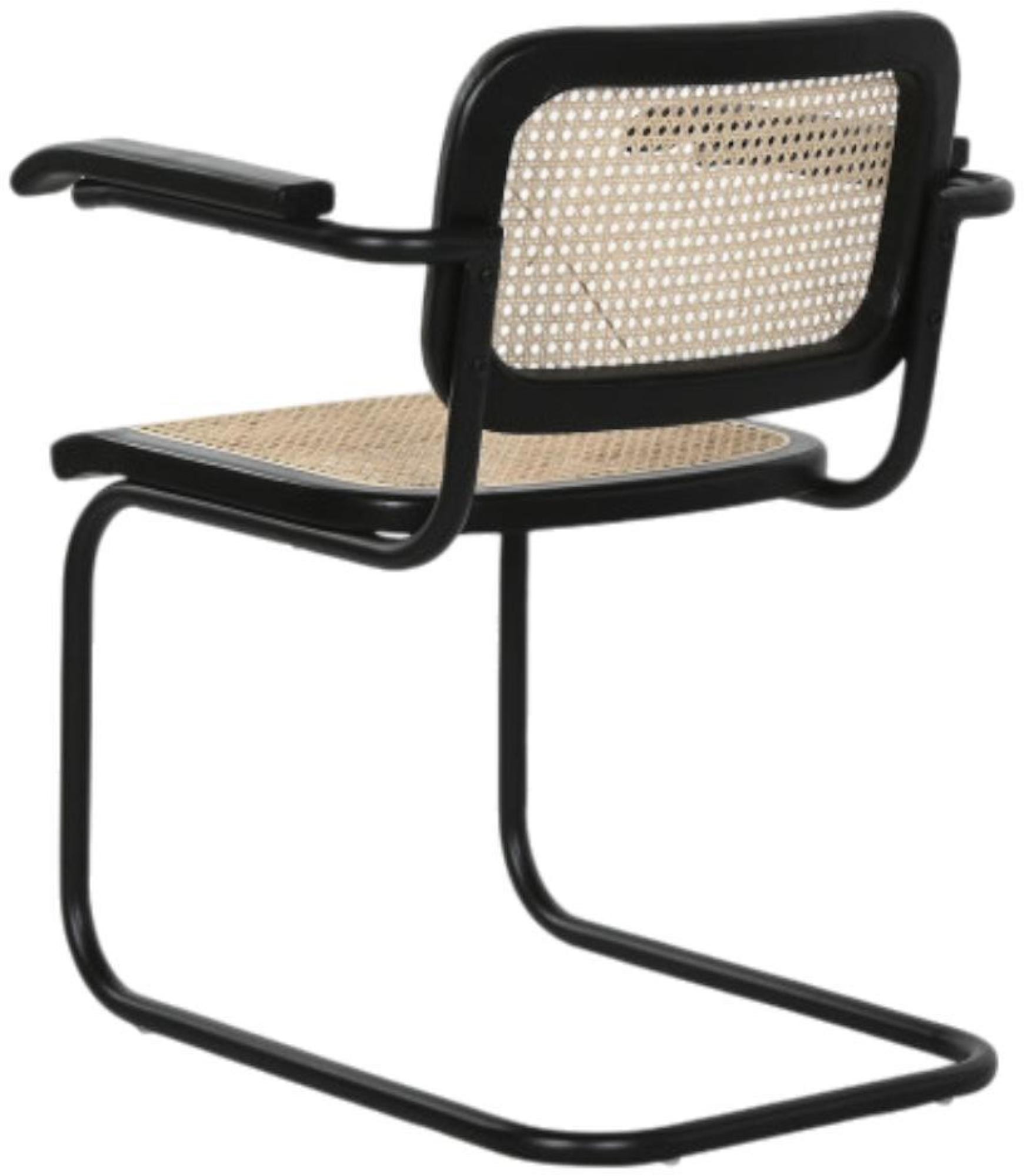 Product photograph of 4 X Loft Black Elm Wood And Rattan Cantilever Dining Armchair from Choice Furniture Superstore.