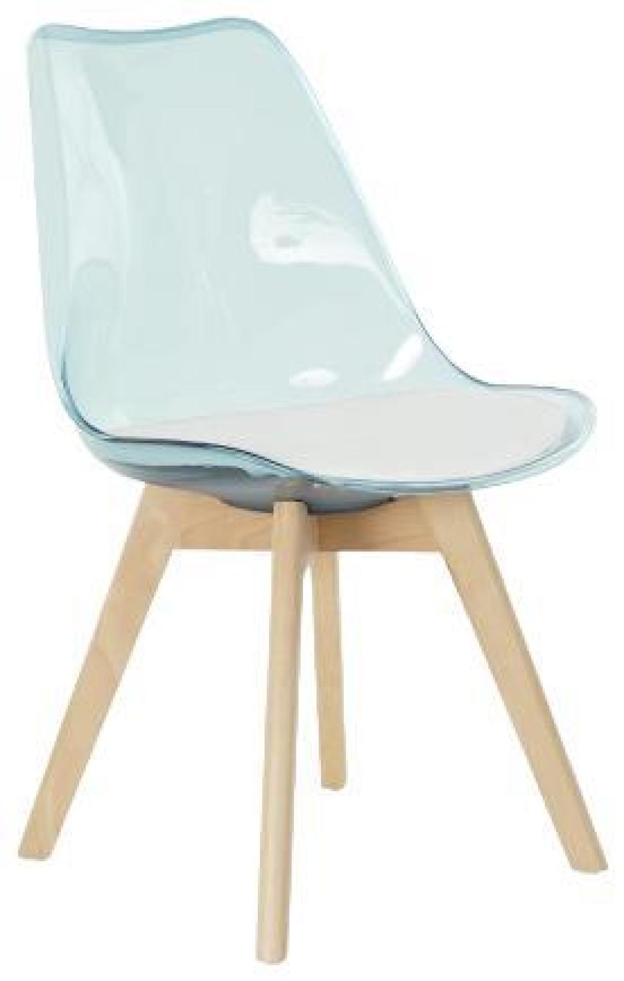 Product photograph of Set Of 4 Ballia Sky Blue Plastic Dining Chair - White Seat Pad from Choice Furniture Superstore.