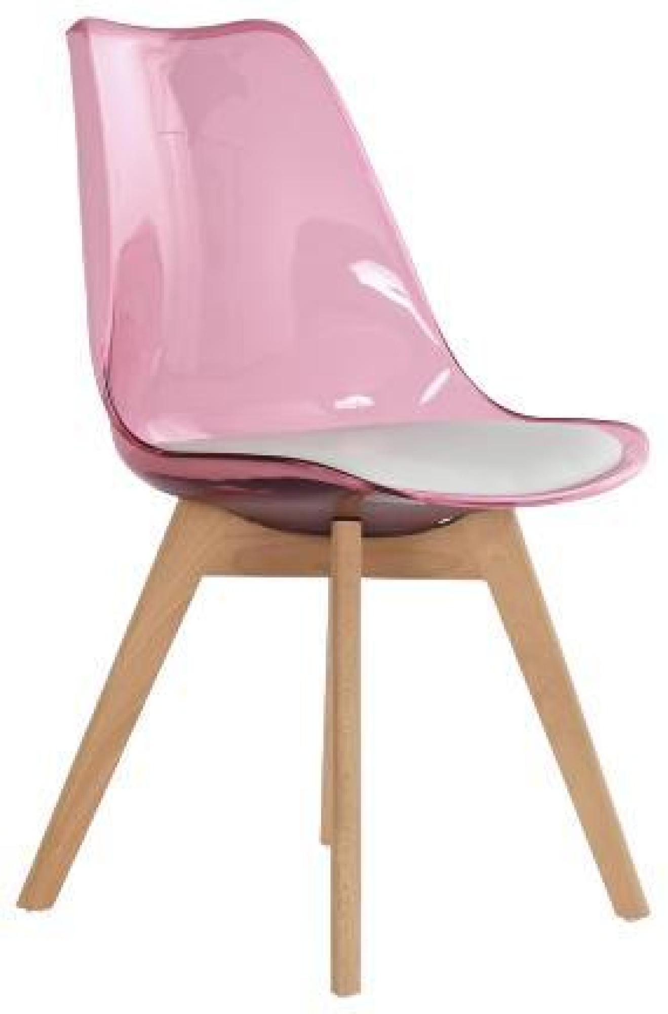 Product photograph of 4 X Ballia Pink Plastic Dining Chair - White Seat Pad from Choice Furniture Superstore.