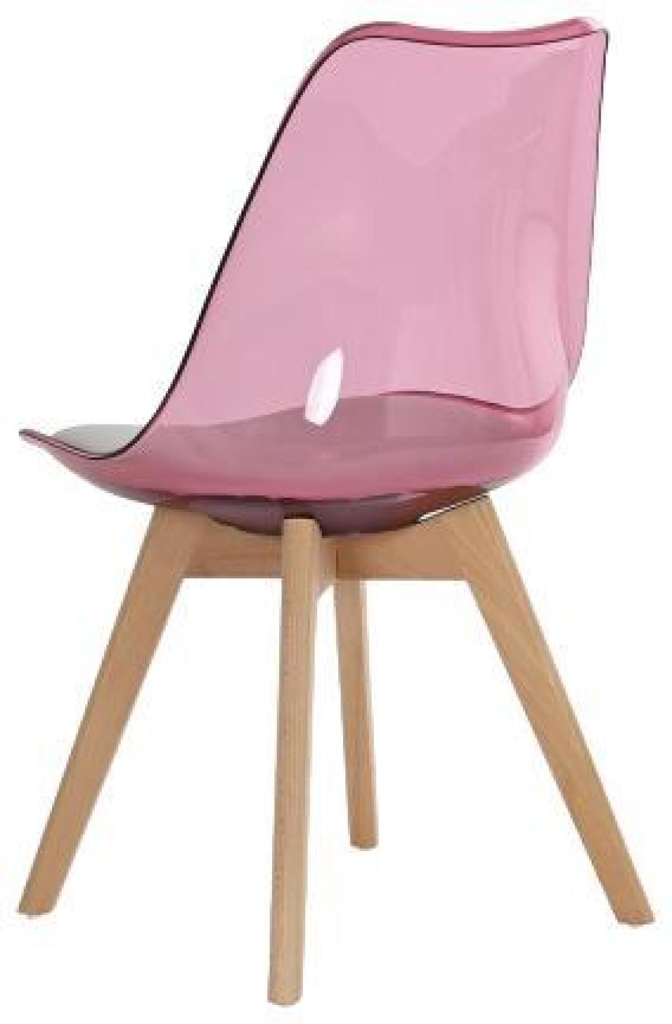 Product photograph of 4 X Ballia Pink Plastic Dining Chair - White Seat Pad from Choice Furniture Superstore.