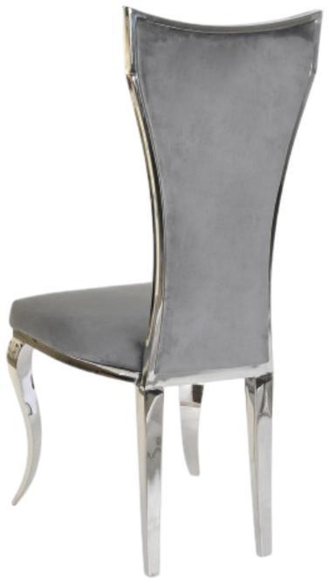 Product photograph of Set Of 2 Chic Grey Fabric Dining Chair With Chrome Legs from Choice Furniture Superstore.