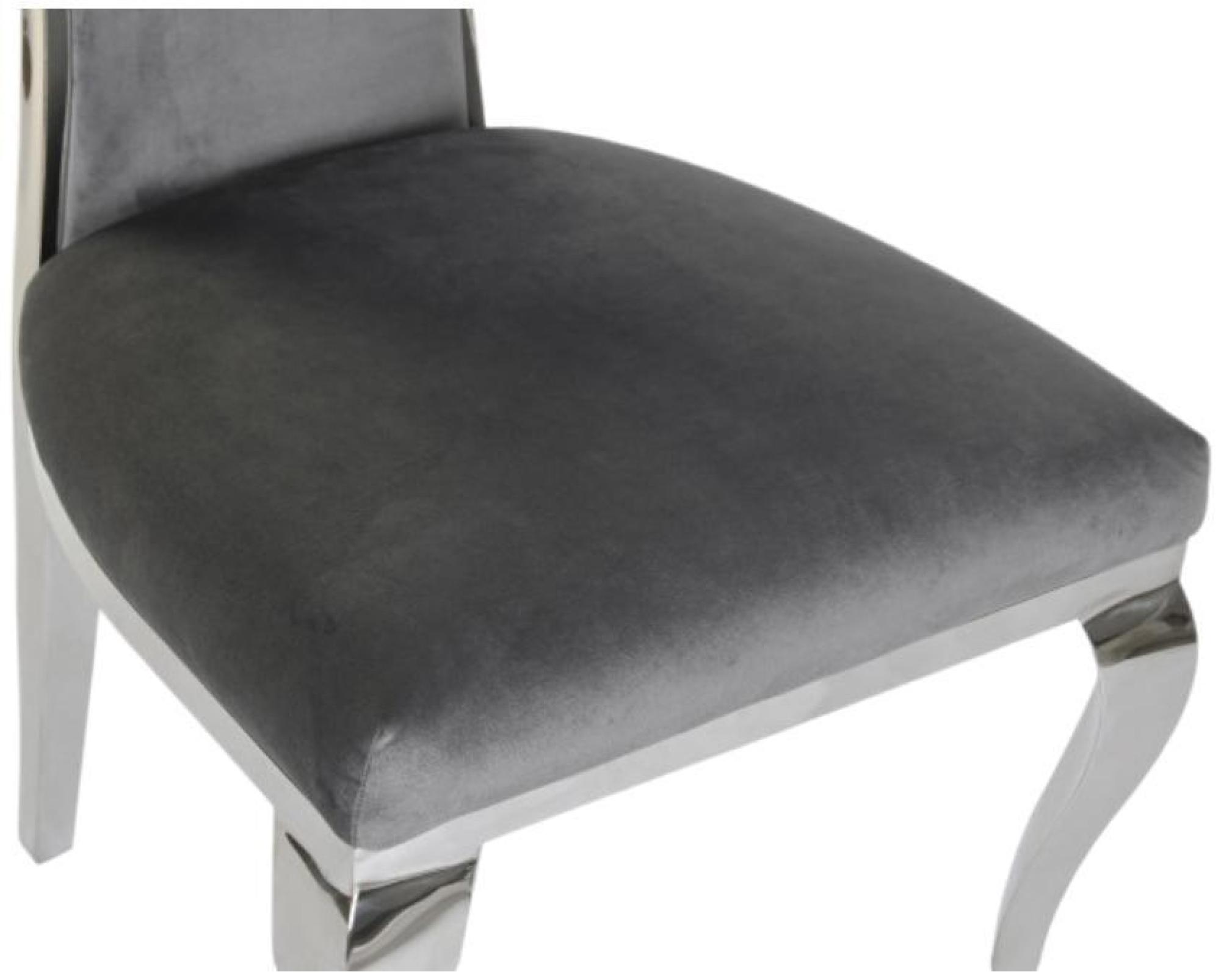 Product photograph of Set Of 2 Chic Grey Fabric Dining Chair With Chrome Legs from Choice Furniture Superstore.