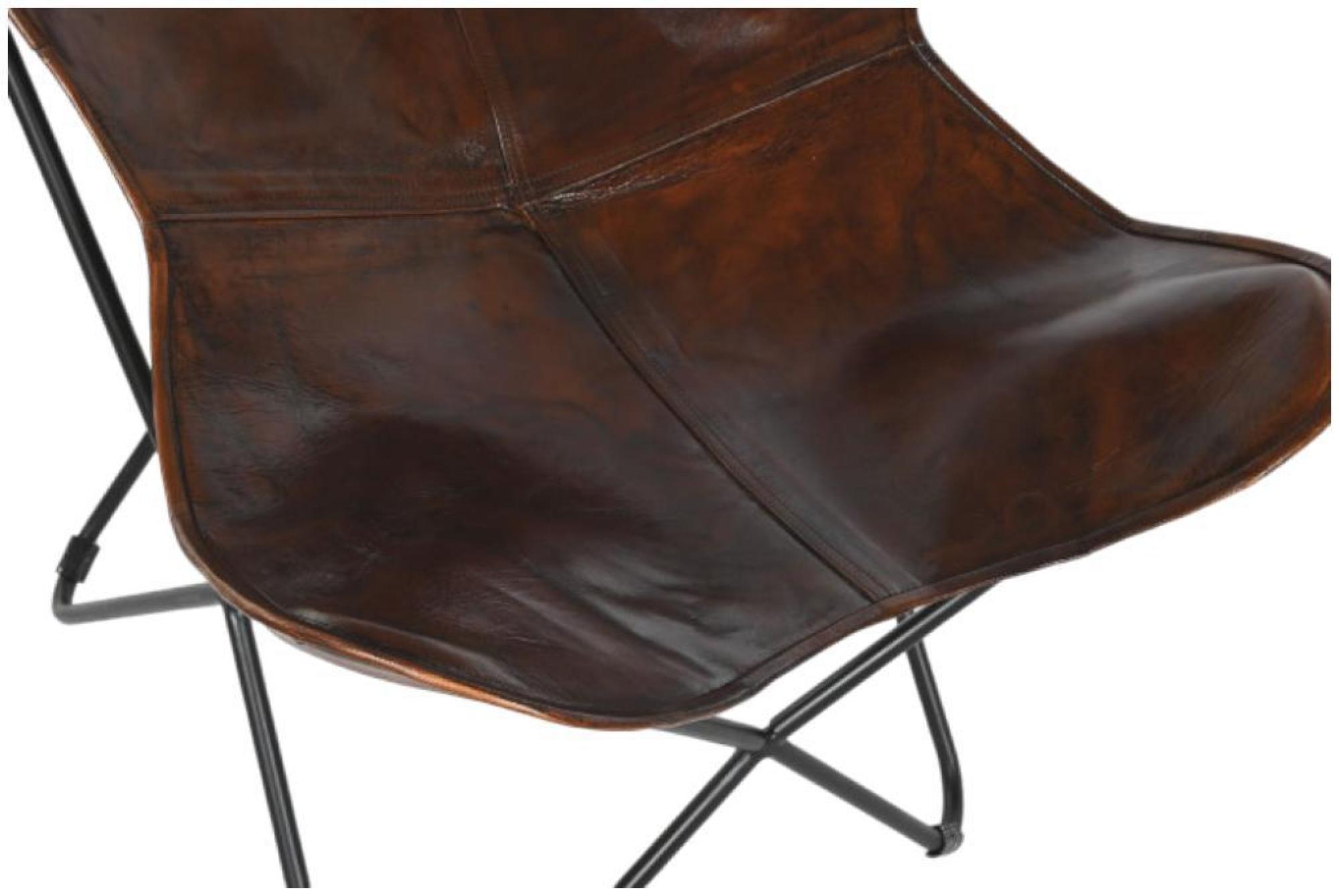 Product photograph of Vintage Dark Brown Leather Butterfly Chair from Choice Furniture Superstore.