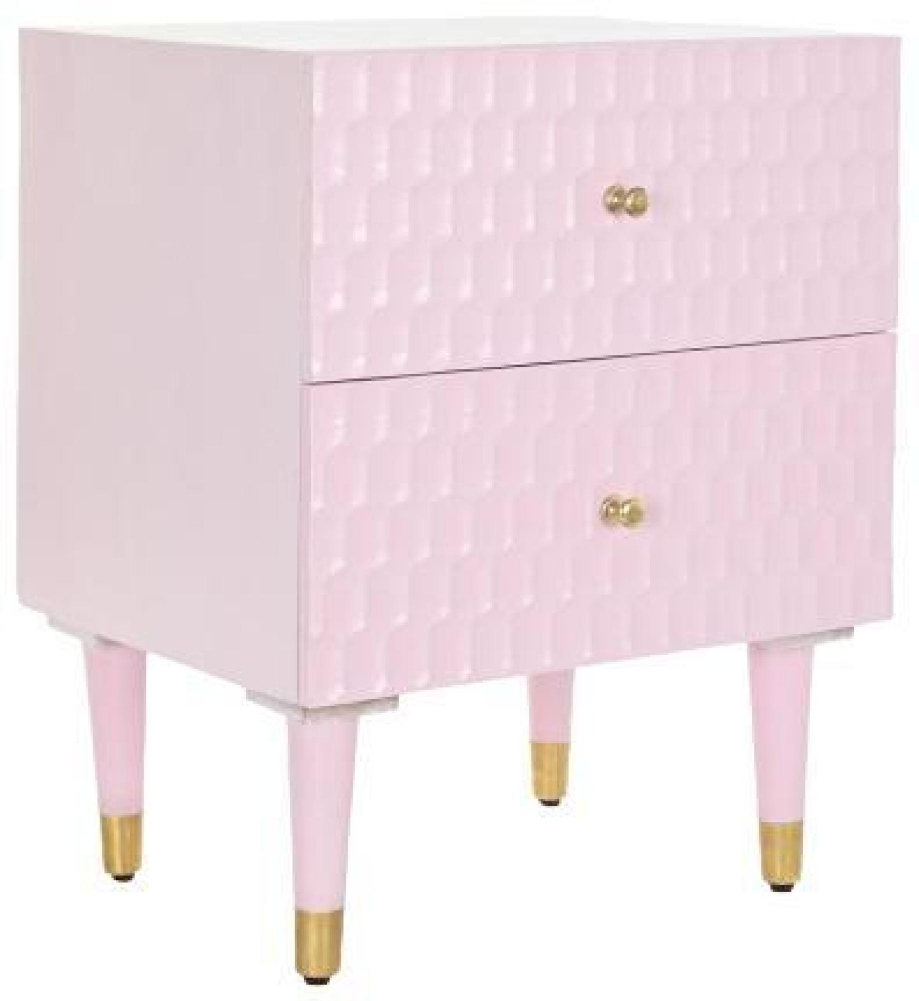 Product photograph of Modern Pale Pink Mango Wood 2 Drawer Bedside Table from Choice Furniture Superstore.