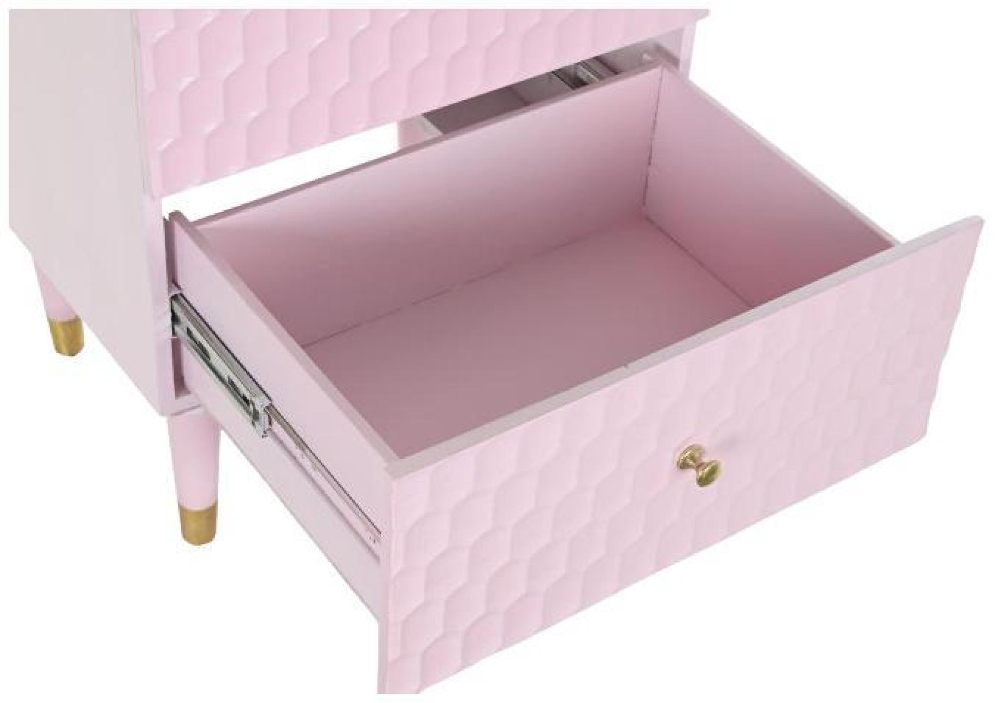 Product photograph of Modern Pale Pink Mango Wood 2 Drawer Bedside Table from Choice Furniture Superstore.