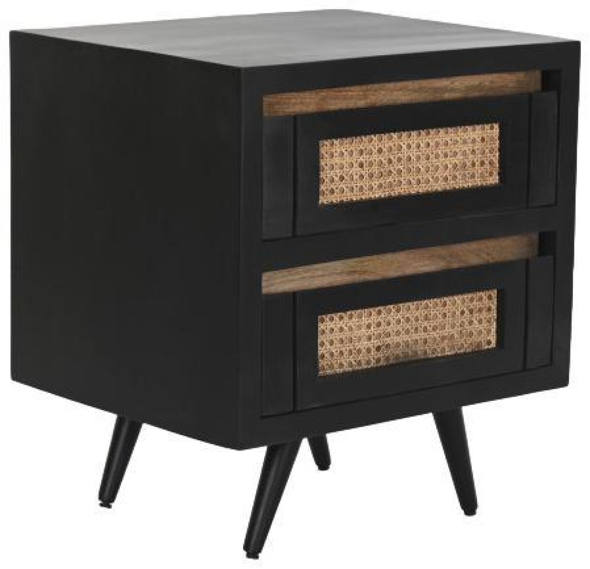 Product photograph of Marseille Black Mango Wood 2 Drawer Bedside Table from Choice Furniture Superstore.