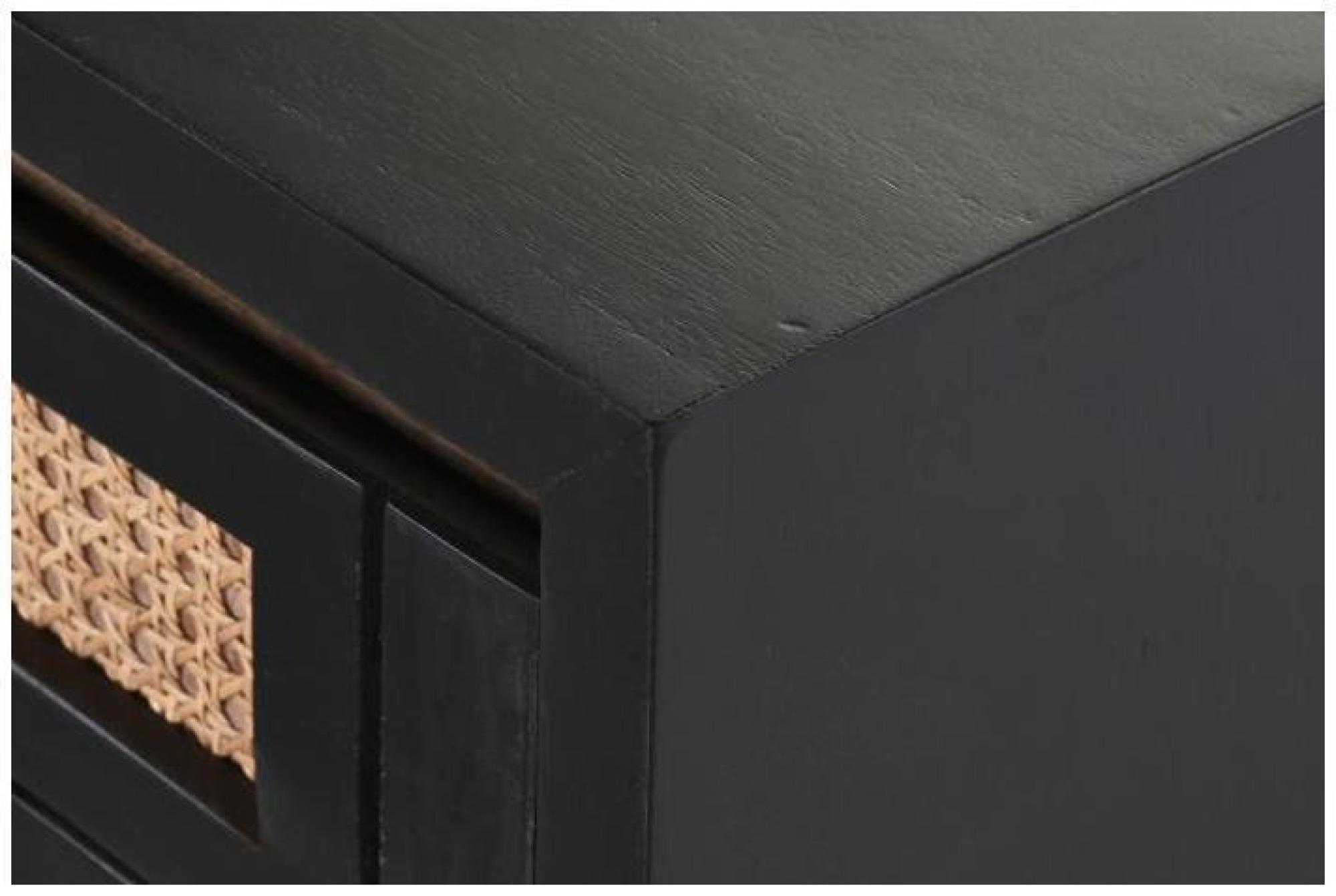 Product photograph of Marseille Black Mango Wood 2 Drawer Bedside Table from Choice Furniture Superstore.