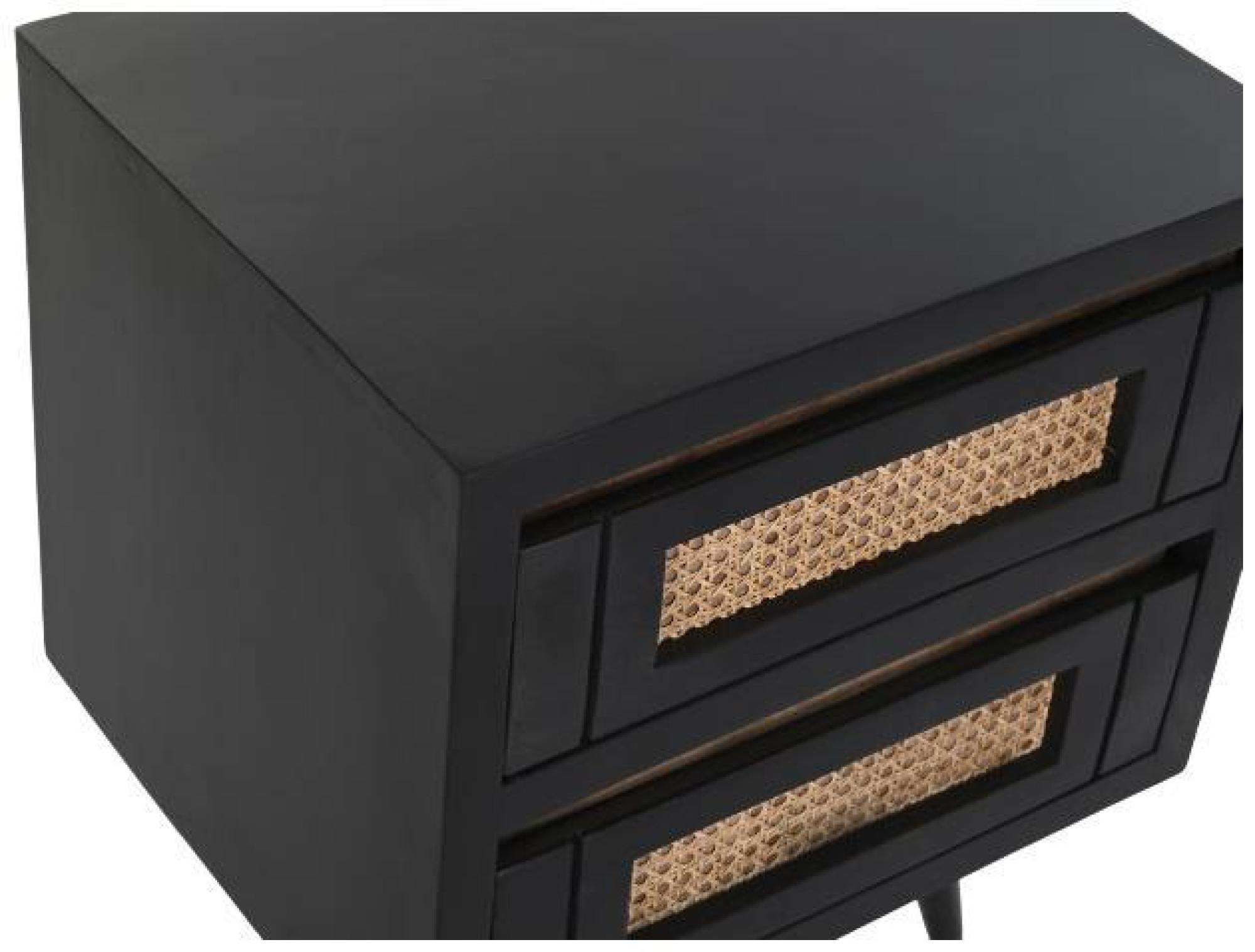 Product photograph of Marseille Black Mango Wood 2 Drawer Bedside Table from Choice Furniture Superstore.