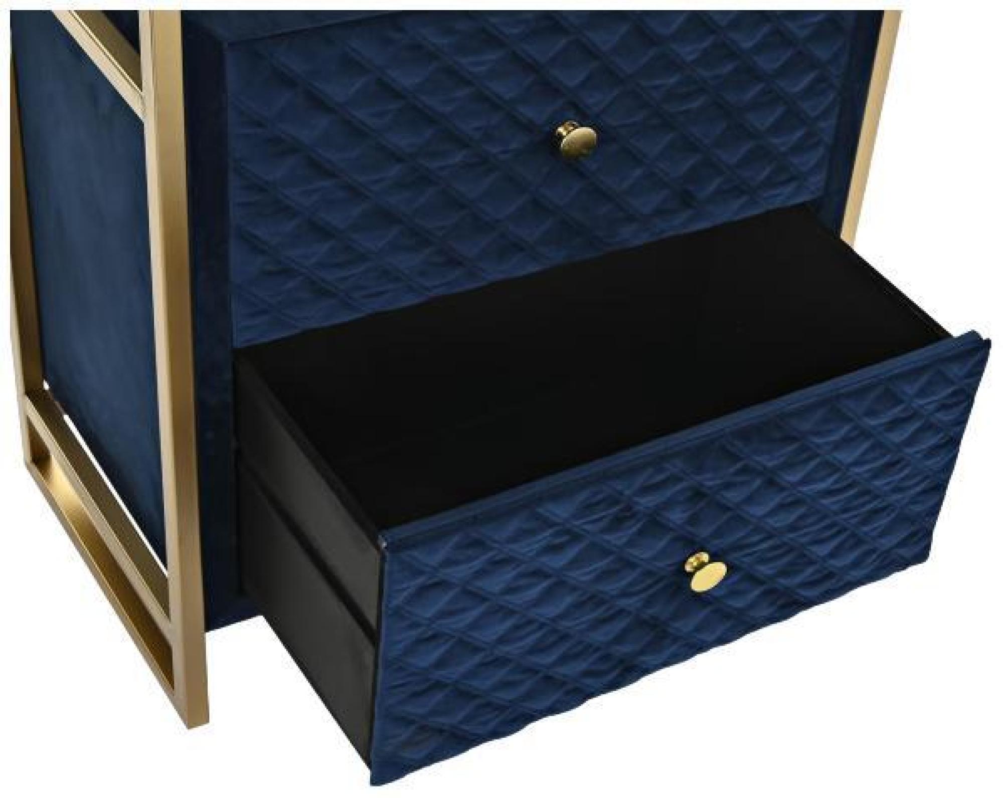 Product photograph of Blue Velvet 2 Drawer Bedside Table from Choice Furniture Superstore.