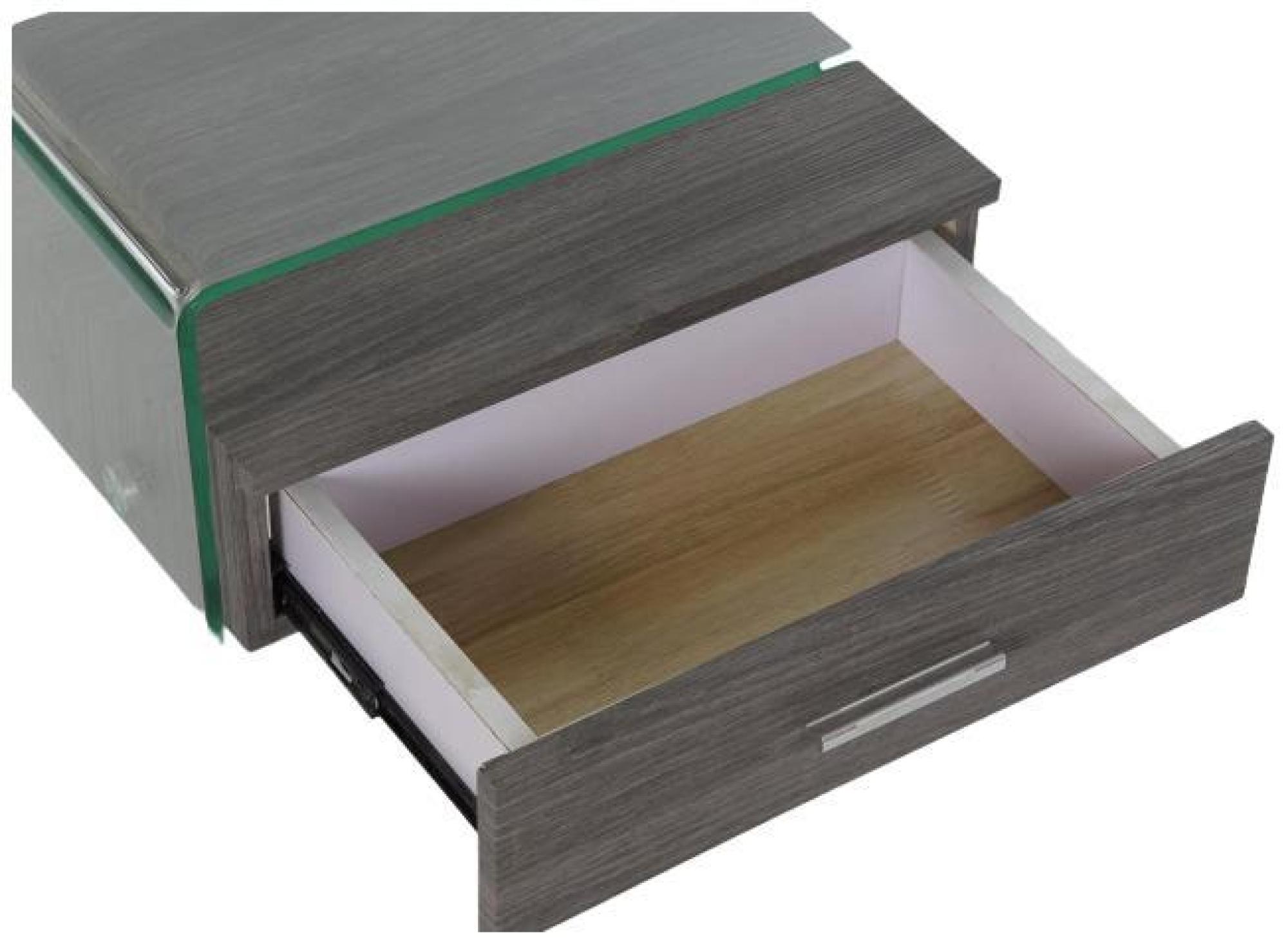 Product photograph of Modern Grey Transparent Glass 1 Drawer Bedside Table from Choice Furniture Superstore.