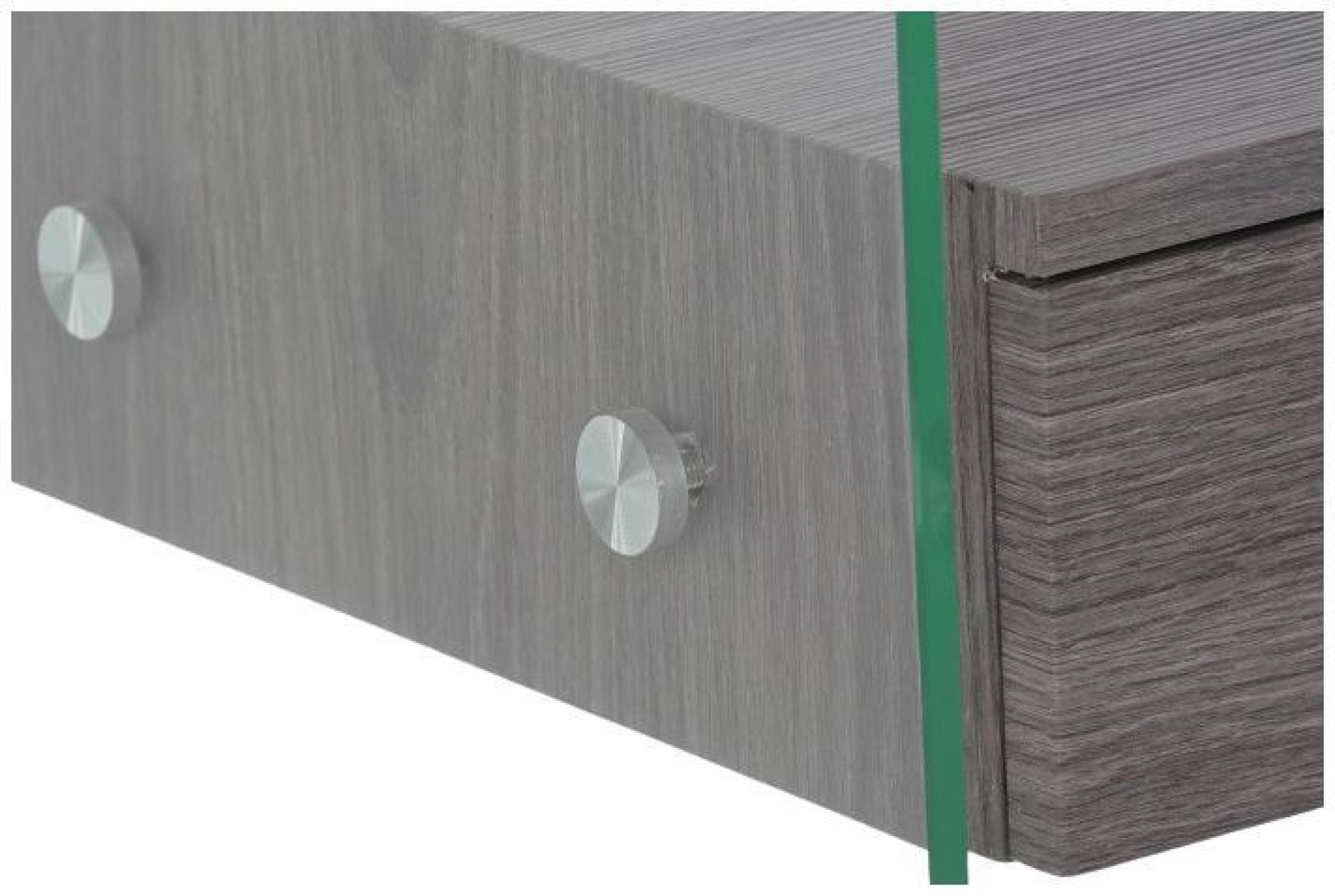 Product photograph of Modern Grey Transparent Glass 1 Drawer Bedside Table from Choice Furniture Superstore.