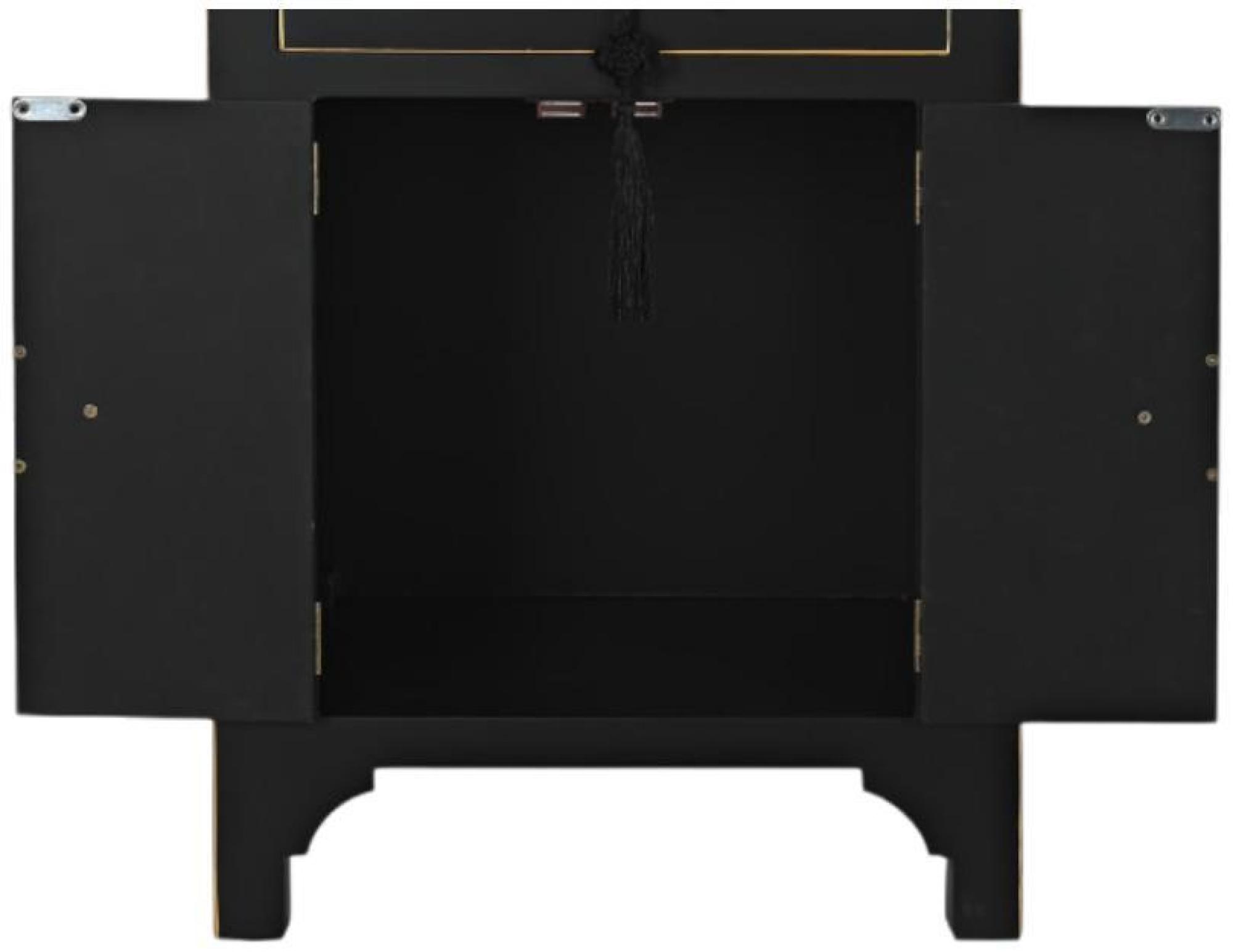 Product photograph of Oriental Black Wood 1 Drawer Bedside Table from Choice Furniture Superstore.