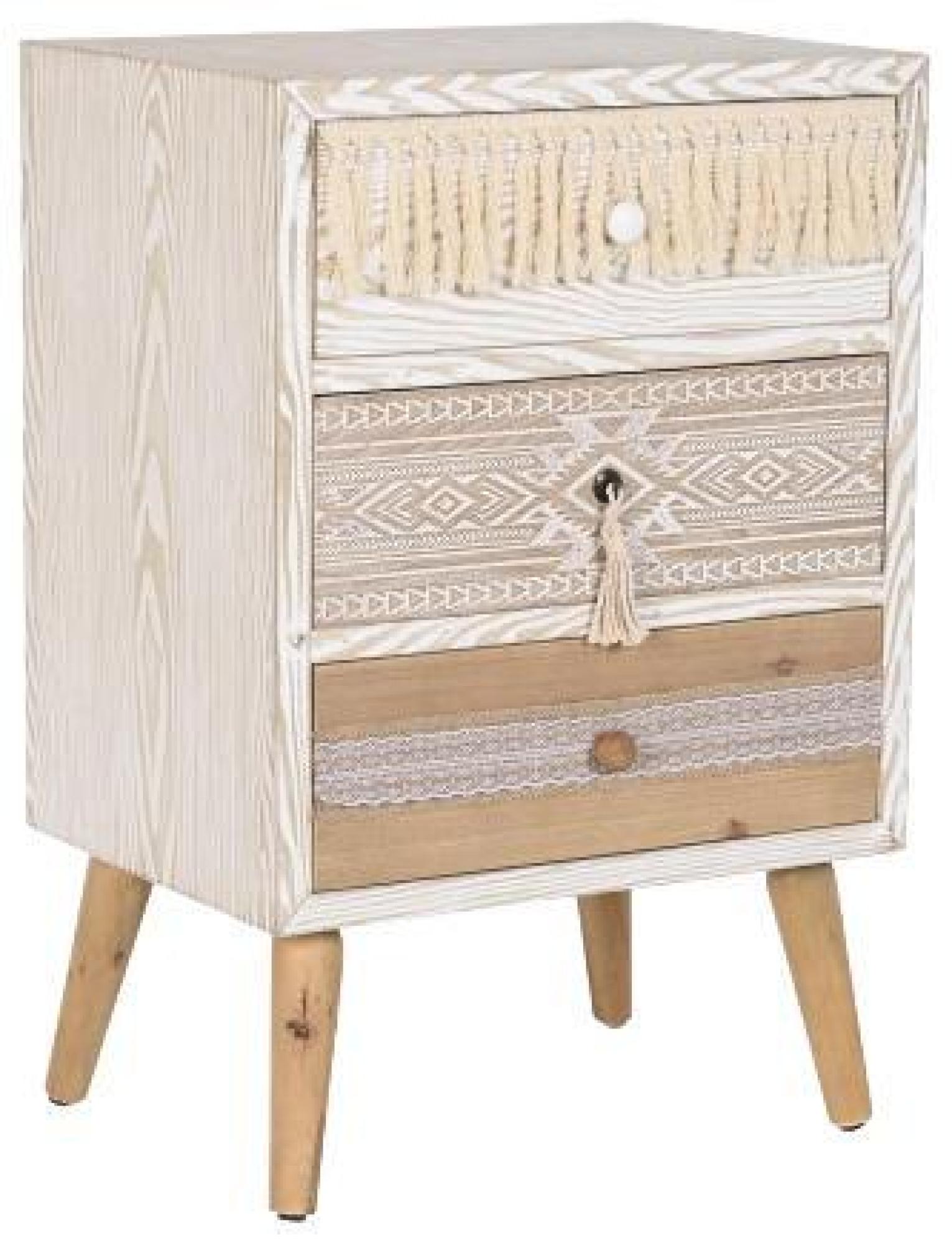 Product photograph of Boho White Wood 3 Drawer Bedside Table from Choice Furniture Superstore.