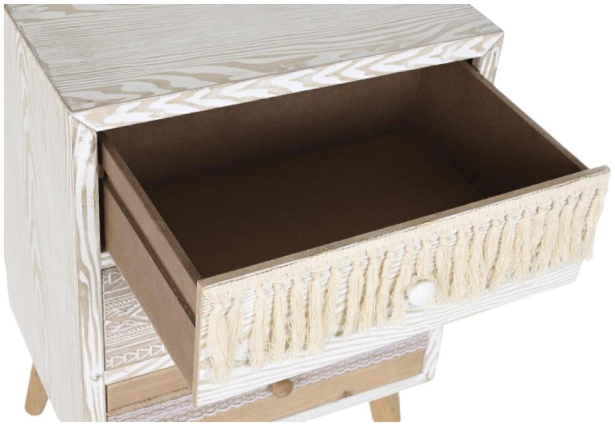 Product photograph of Boho White Wood 3 Drawer Bedside Table from Choice Furniture Superstore.