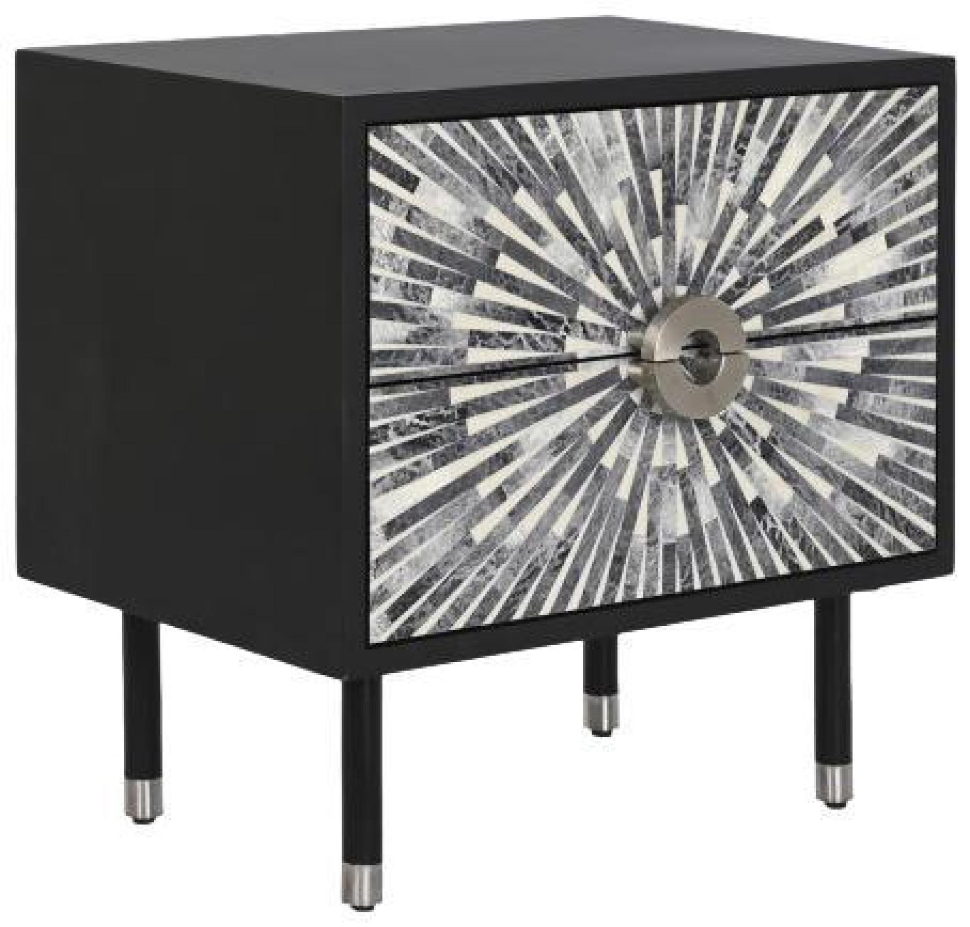 Product photograph of Modern Black Bone 2 Drawer Bedside Table from Choice Furniture Superstore.