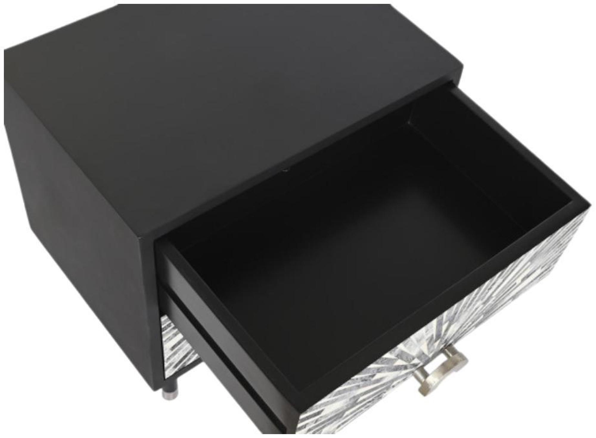 Product photograph of Modern Black Bone 2 Drawer Bedside Table from Choice Furniture Superstore.