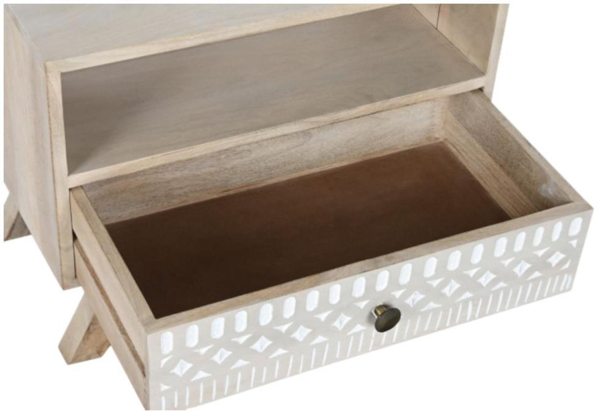 Product photograph of Boho White Mango Wood 1 Drawer Bedside Table from Choice Furniture Superstore.