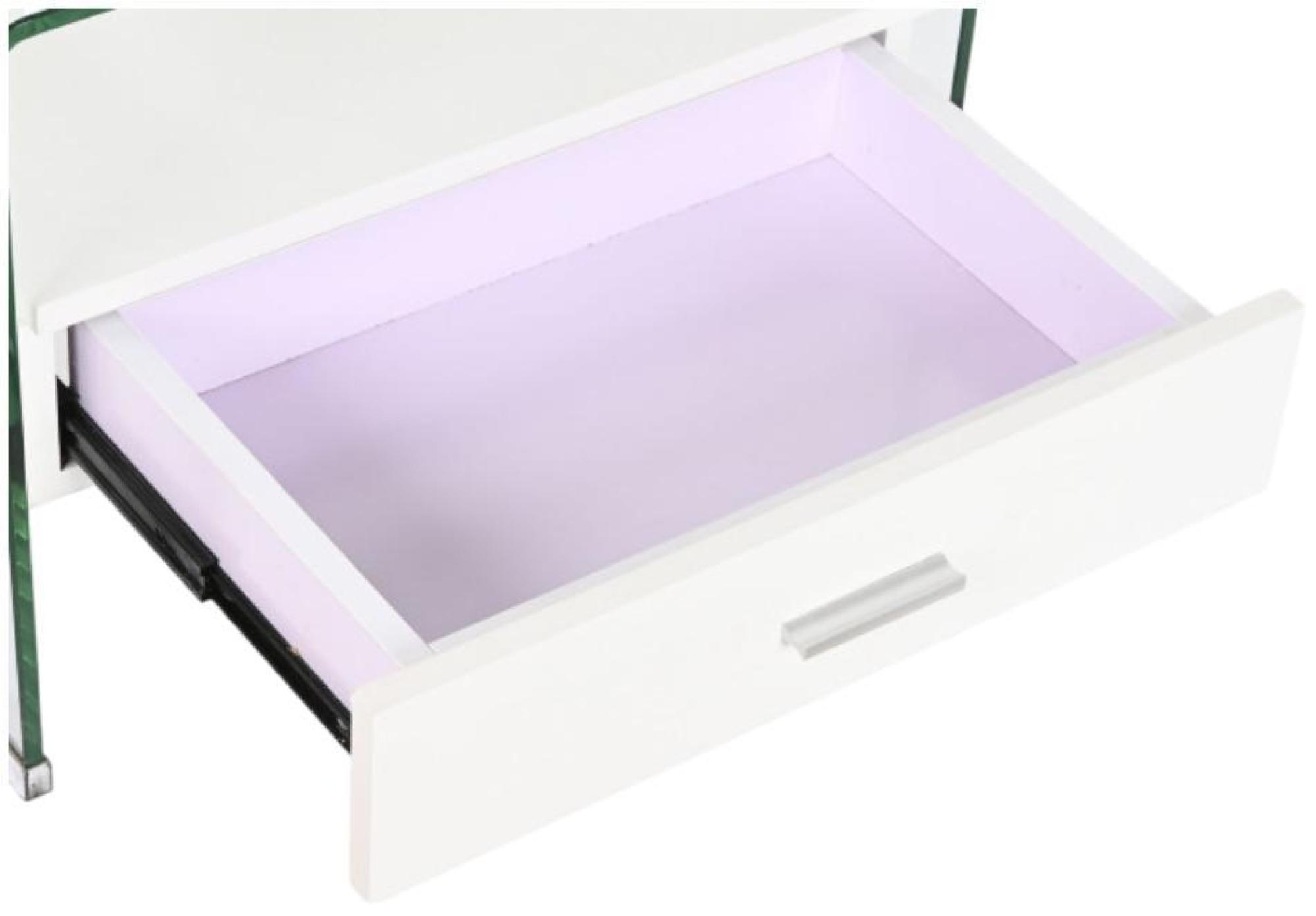 Product photograph of California White Transparent Glass 1 Drawer Bedside Table from Choice Furniture Superstore.