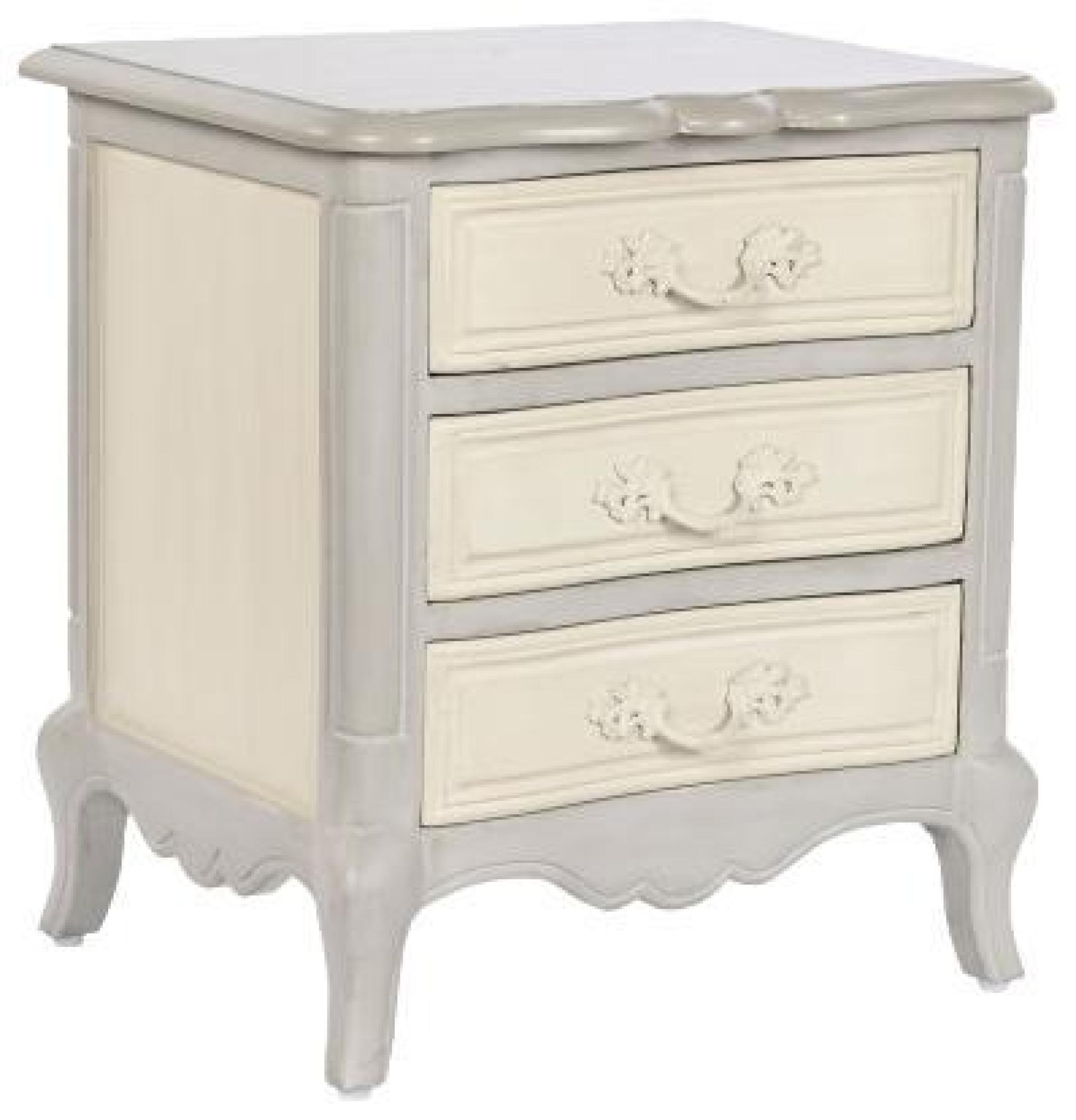 Product photograph of Romantic Grey Wood 3 Drawer Bedside Table from Choice Furniture Superstore.