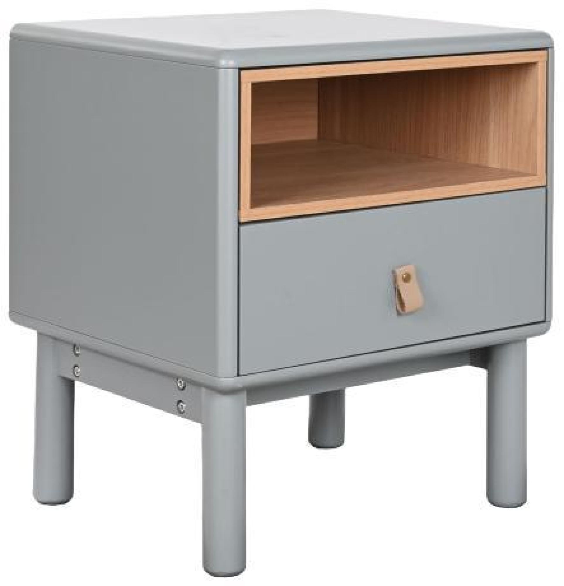 Product photograph of Assam Grey Wood 1 Drawer Bedside Table from Choice Furniture Superstore.