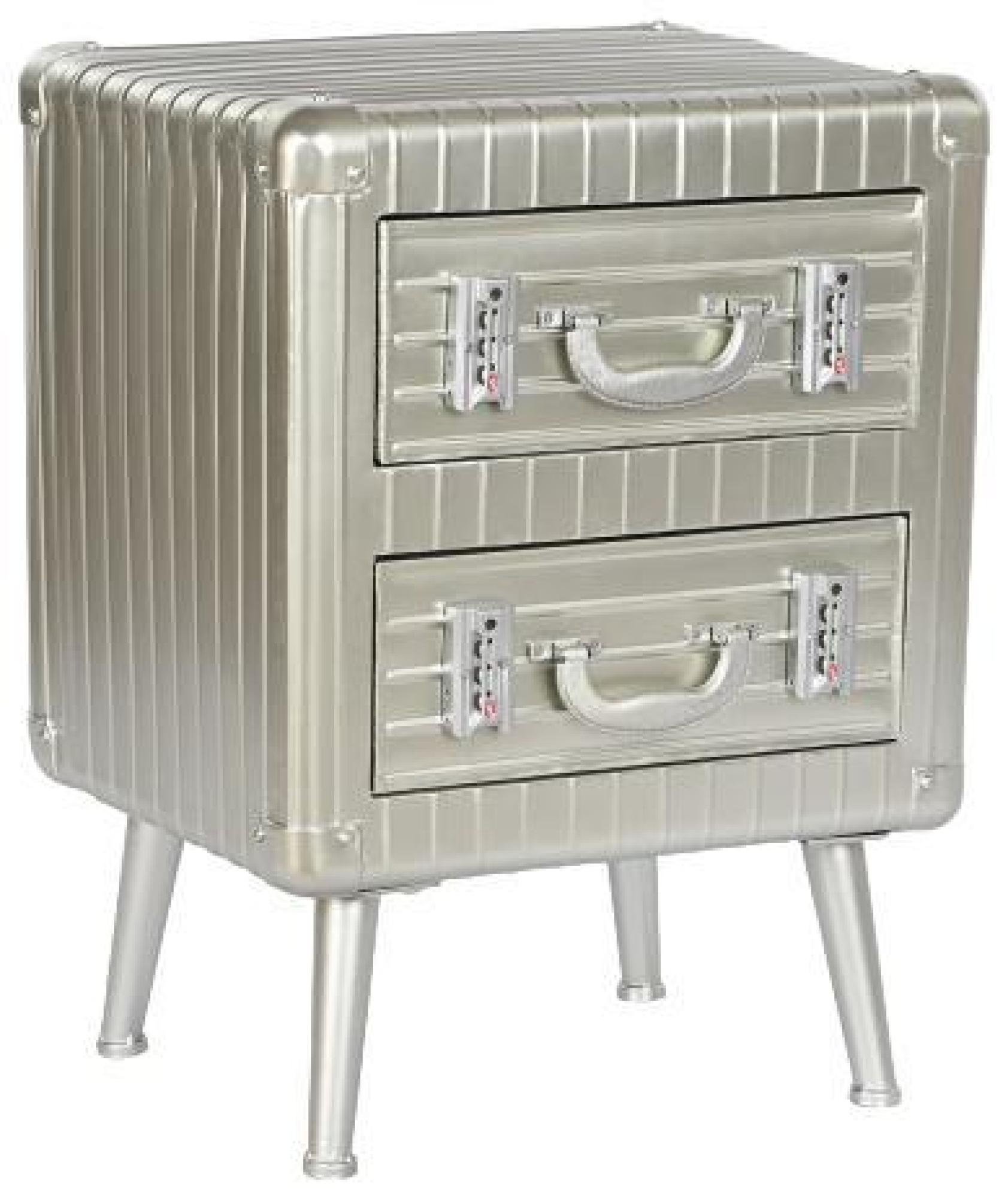 Product photograph of Alabama Silver Metal 2 Drawer Bedside Table from Choice Furniture Superstore.