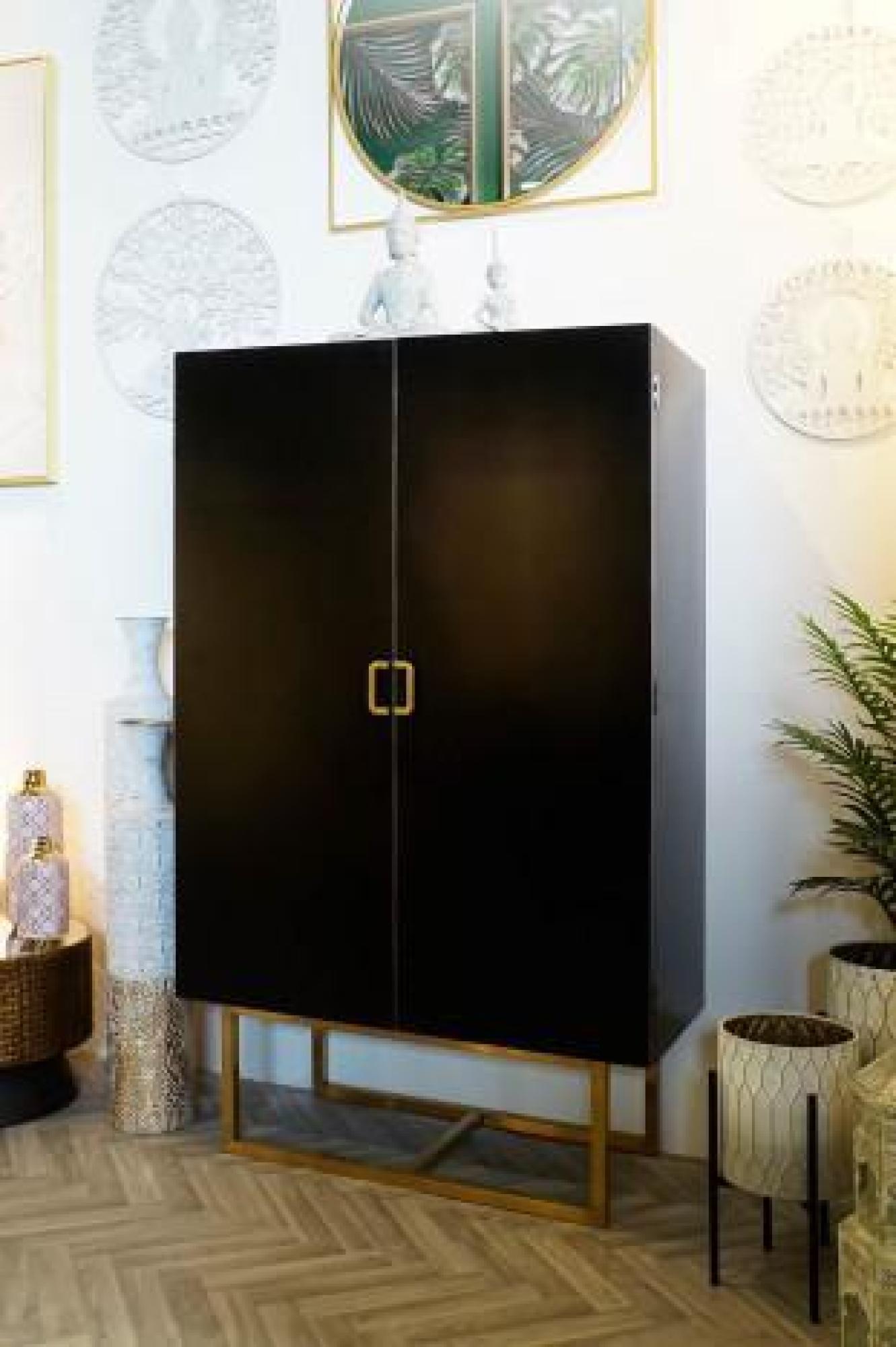 Product photograph of Buxton Black And Gold 2 Door Hall Cabinet from Choice Furniture Superstore.