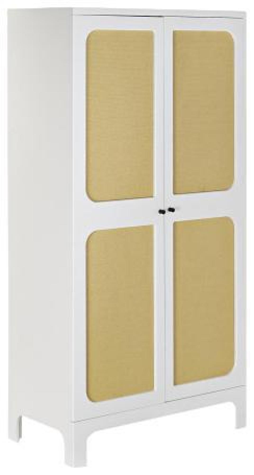 Product photograph of Ranchi White And Rattan 2 Door Hall Cabinet from Choice Furniture Superstore.
