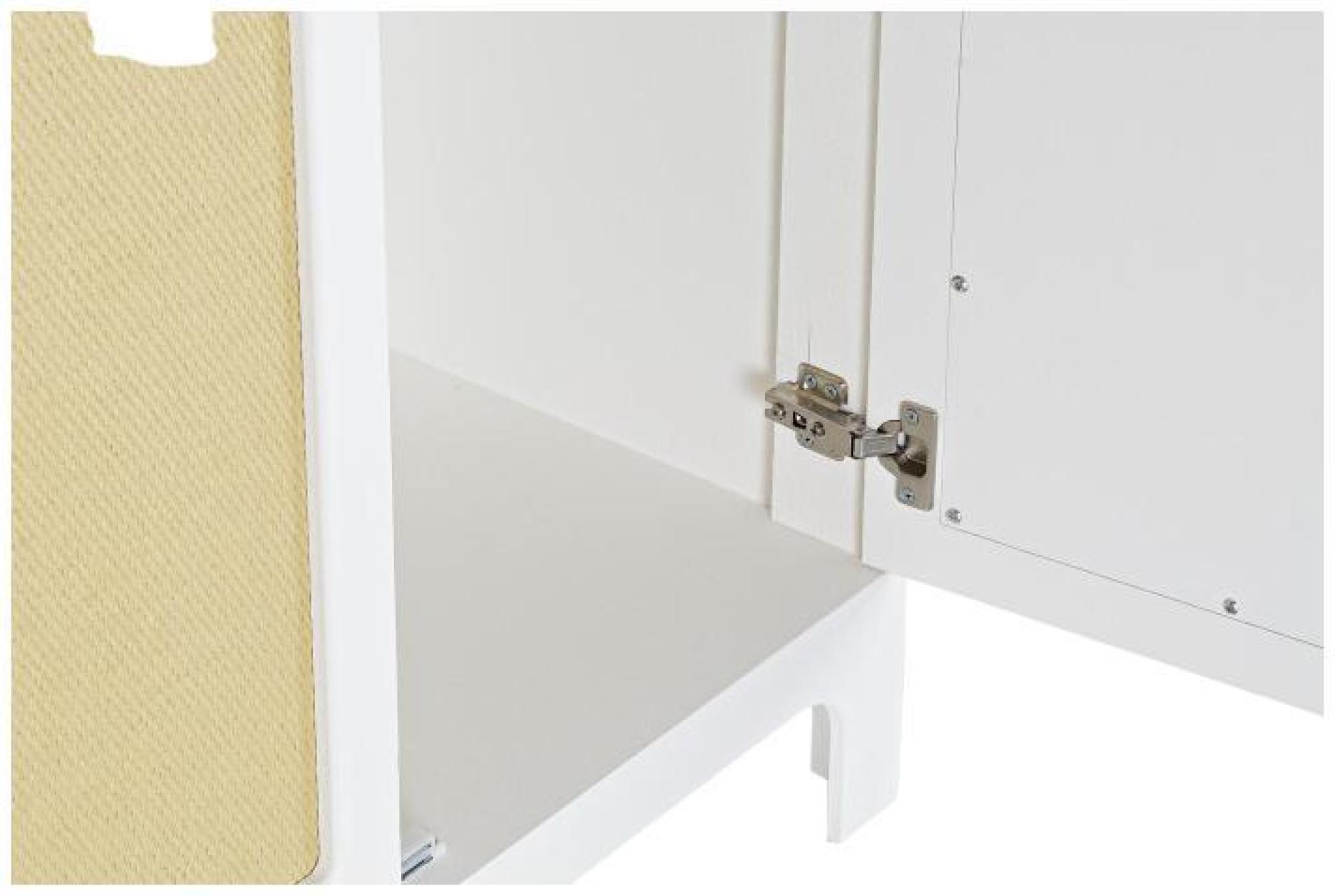 Product photograph of Ranchi White And Rattan 2 Door Hall Cabinet from Choice Furniture Superstore.