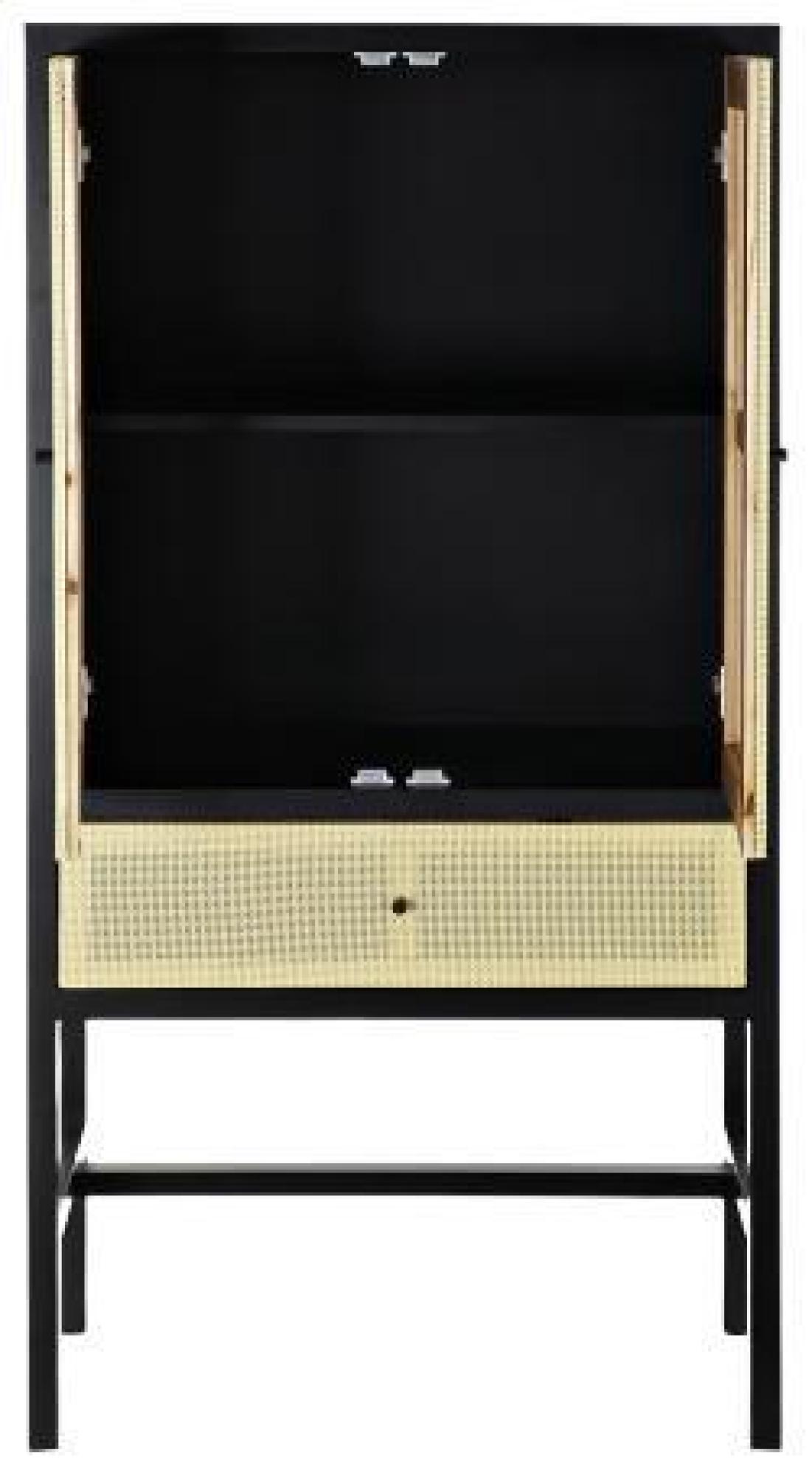 Product photograph of Ranchi Black And Rattan 2 Door Hall Cabinet from Choice Furniture Superstore.