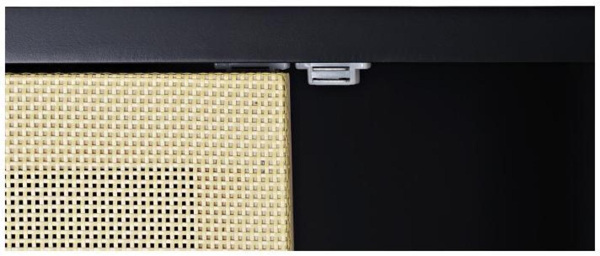 Product photograph of Ranchi Black And Rattan 2 Door Hall Cabinet from Choice Furniture Superstore.