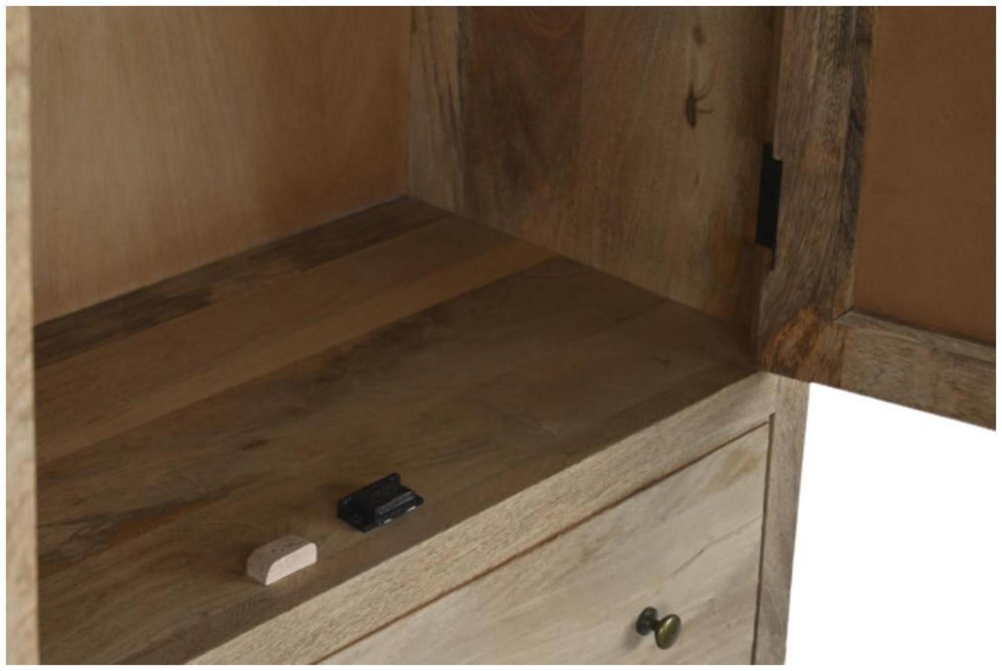 Product photograph of Mango Wood And Rattan 2 Door Hall Cupboard from Choice Furniture Superstore.