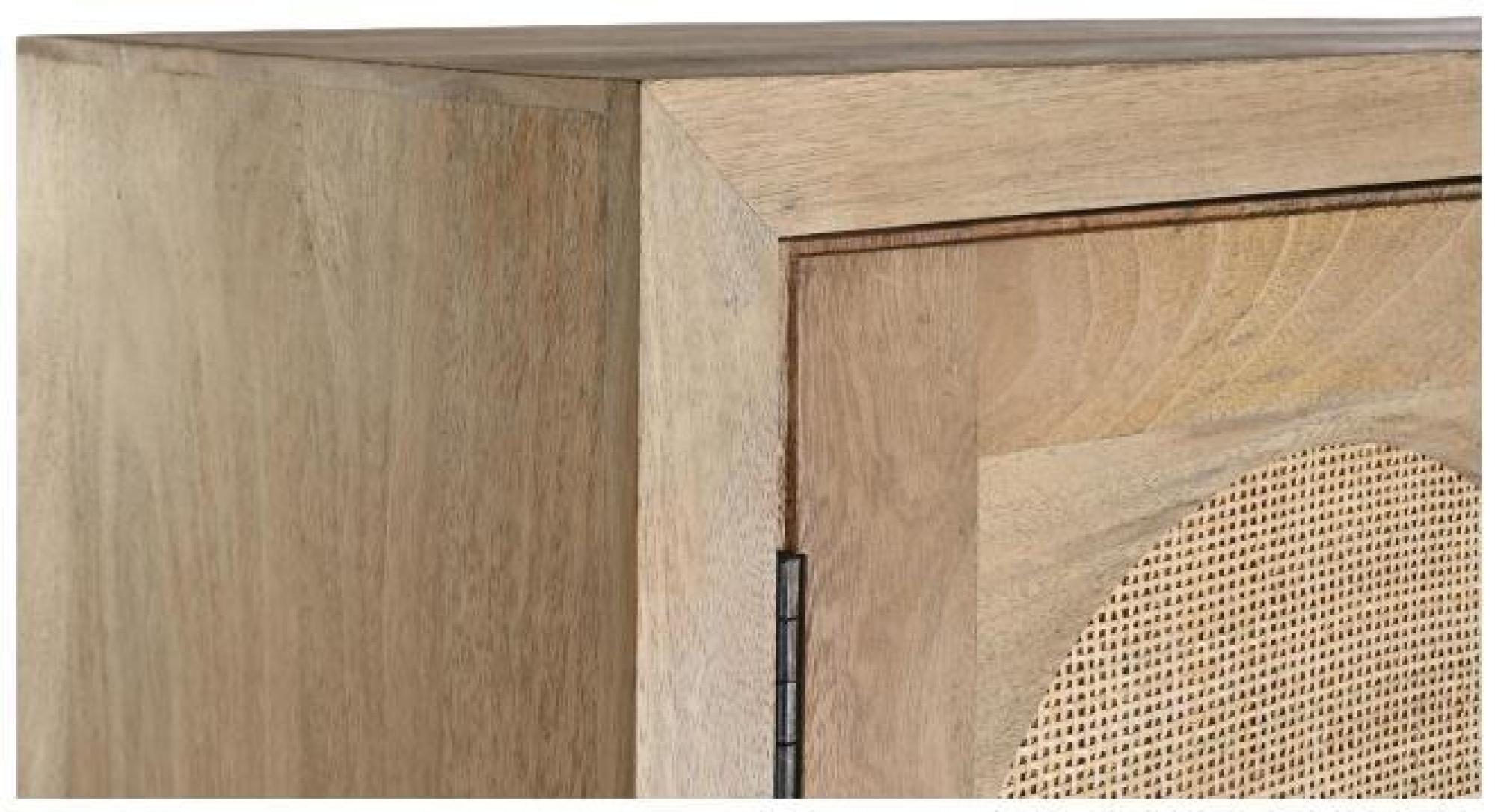 Product photograph of Mango Wood And Rattan 2 Door Hall Cupboard from Choice Furniture Superstore.